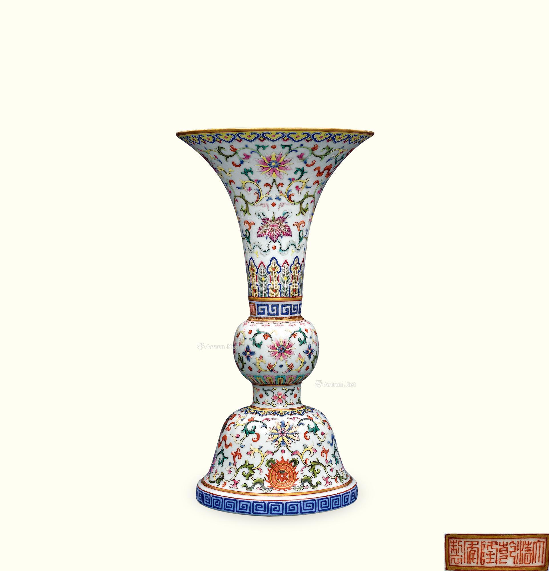 【清乾隆 官窑粉彩八宝纹花觚】拍卖品_图片_价格_鉴赏_清代粉彩瓷器