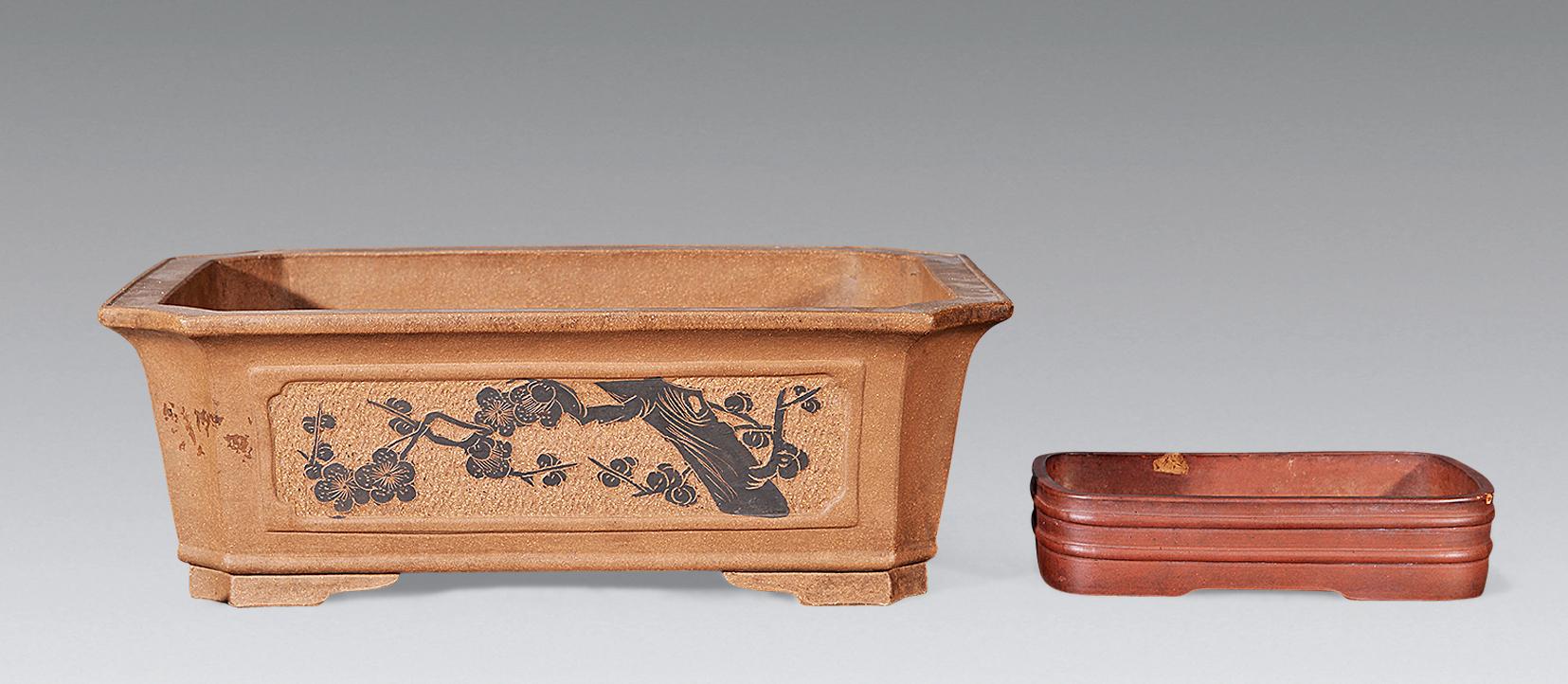 1497 民国 紫砂花盆 (两件)