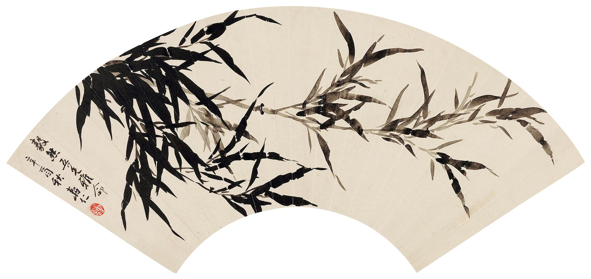 24711981年作墨竹扇面水墨纸本