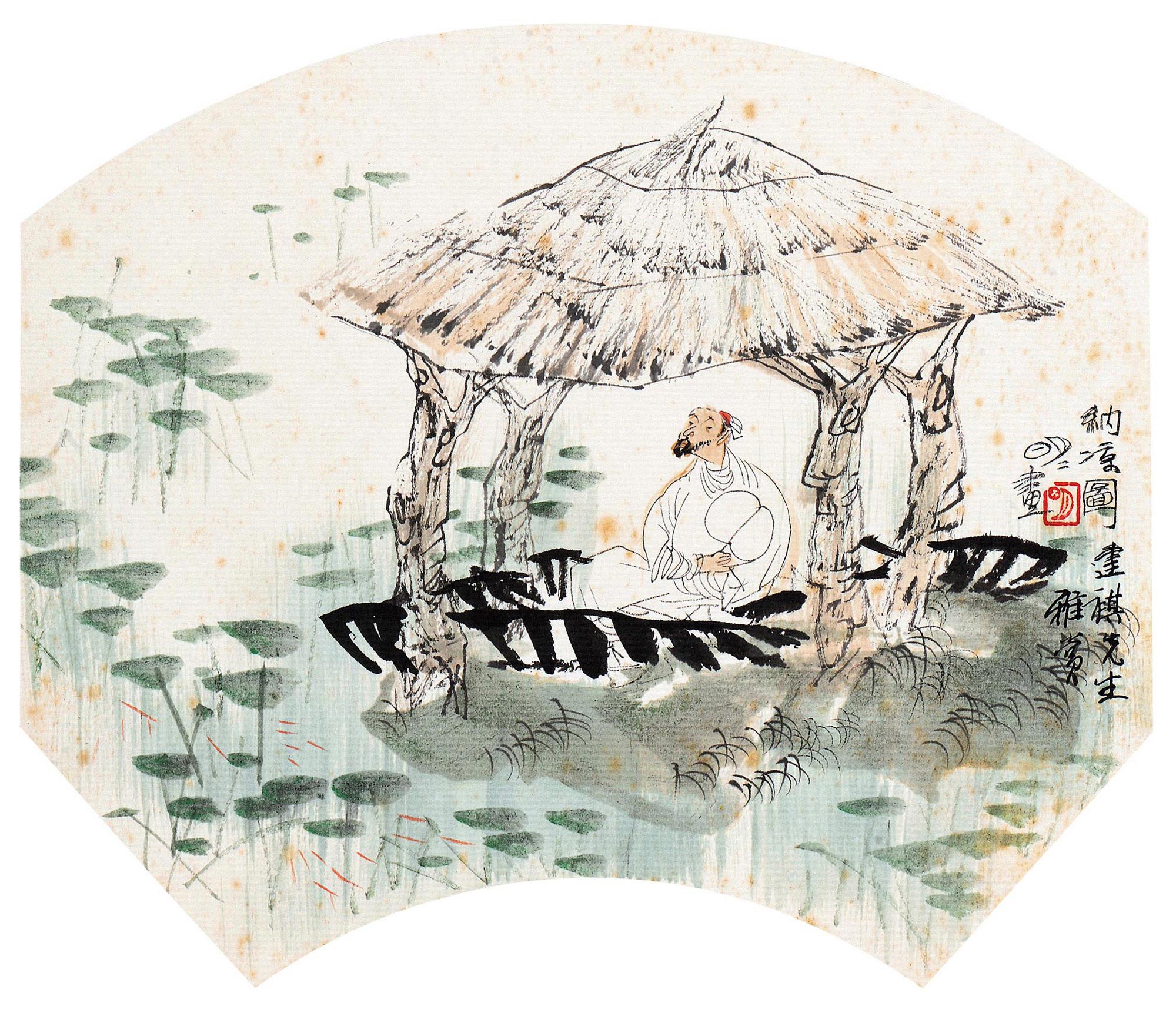 3194纳凉图镜心设色纸本