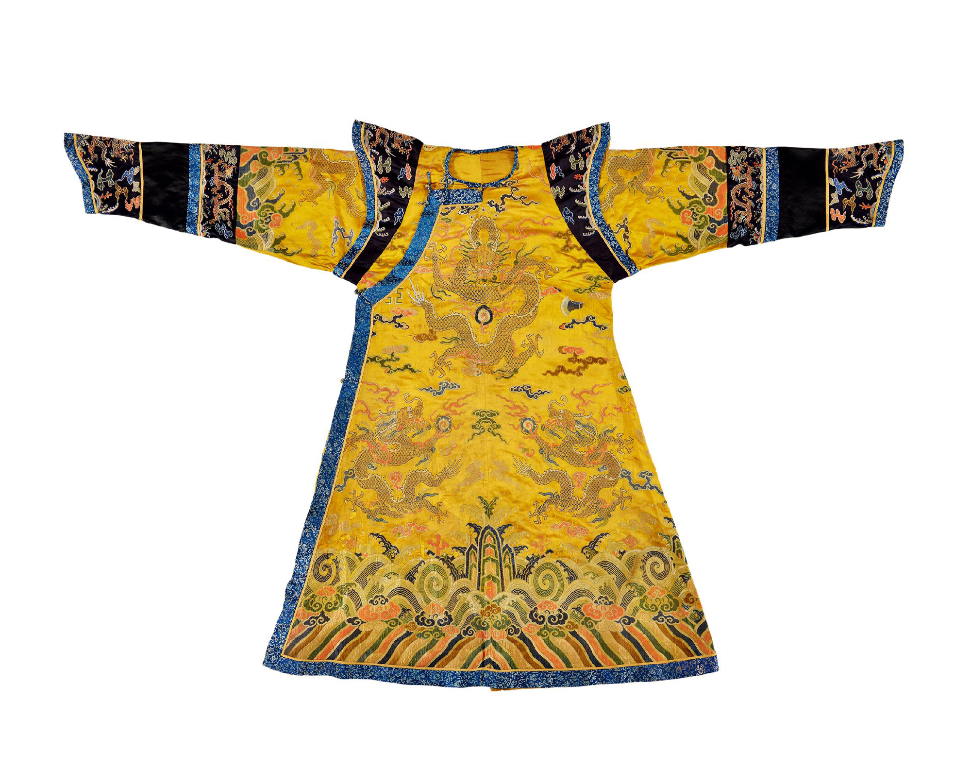 【清 黄色龙纹妆花缎六章女朝服】拍卖品_图片