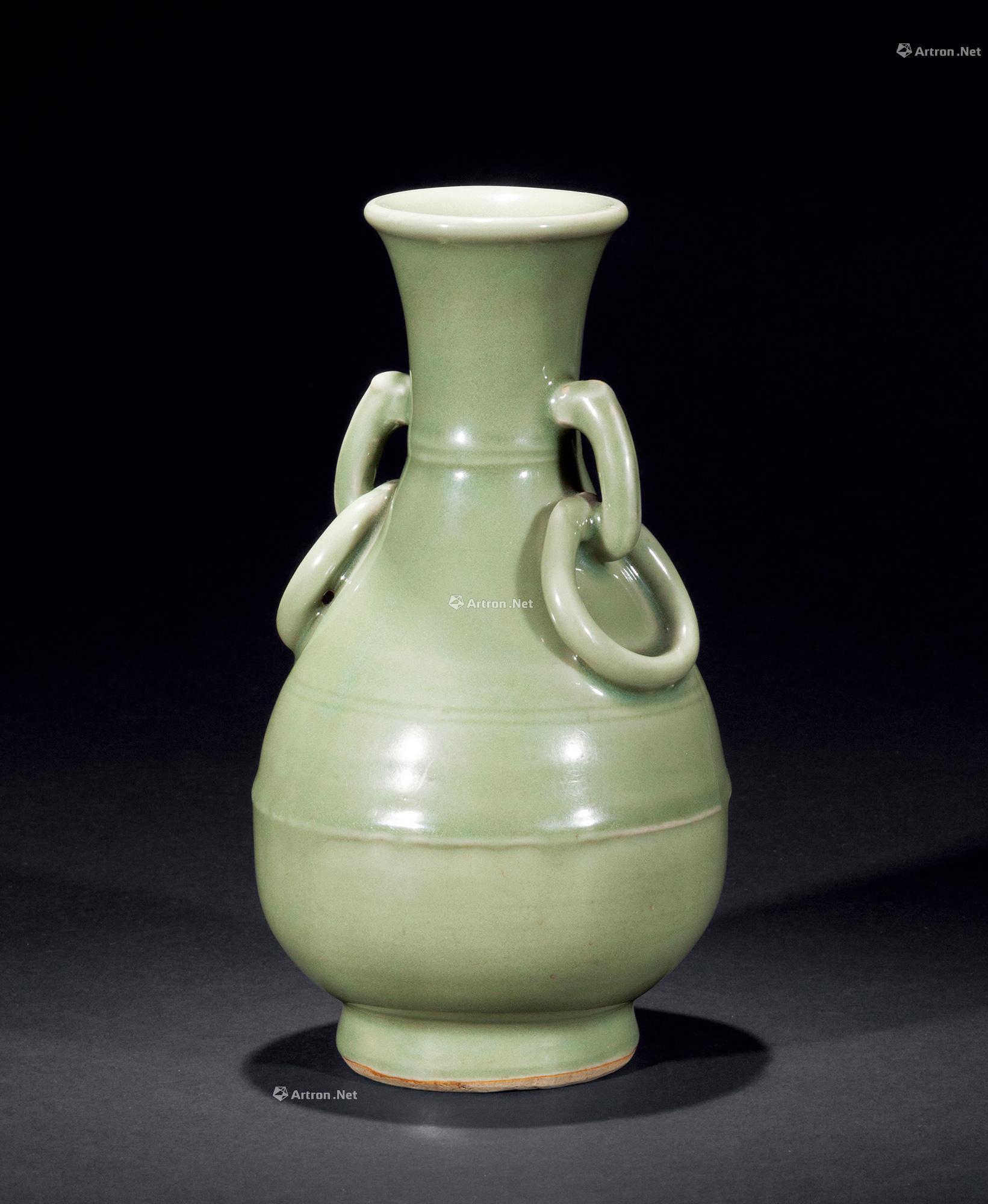 【明或更早 龙泉窑梅子青釉双耳瓶】拍卖品_图片_价格_鉴赏_明代单色