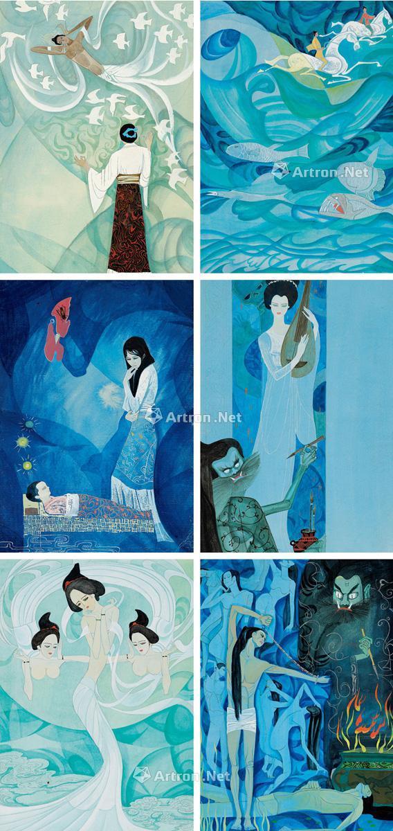 417280年代作人鬼狐妖的艺术世界插图原稿全水粉纸本