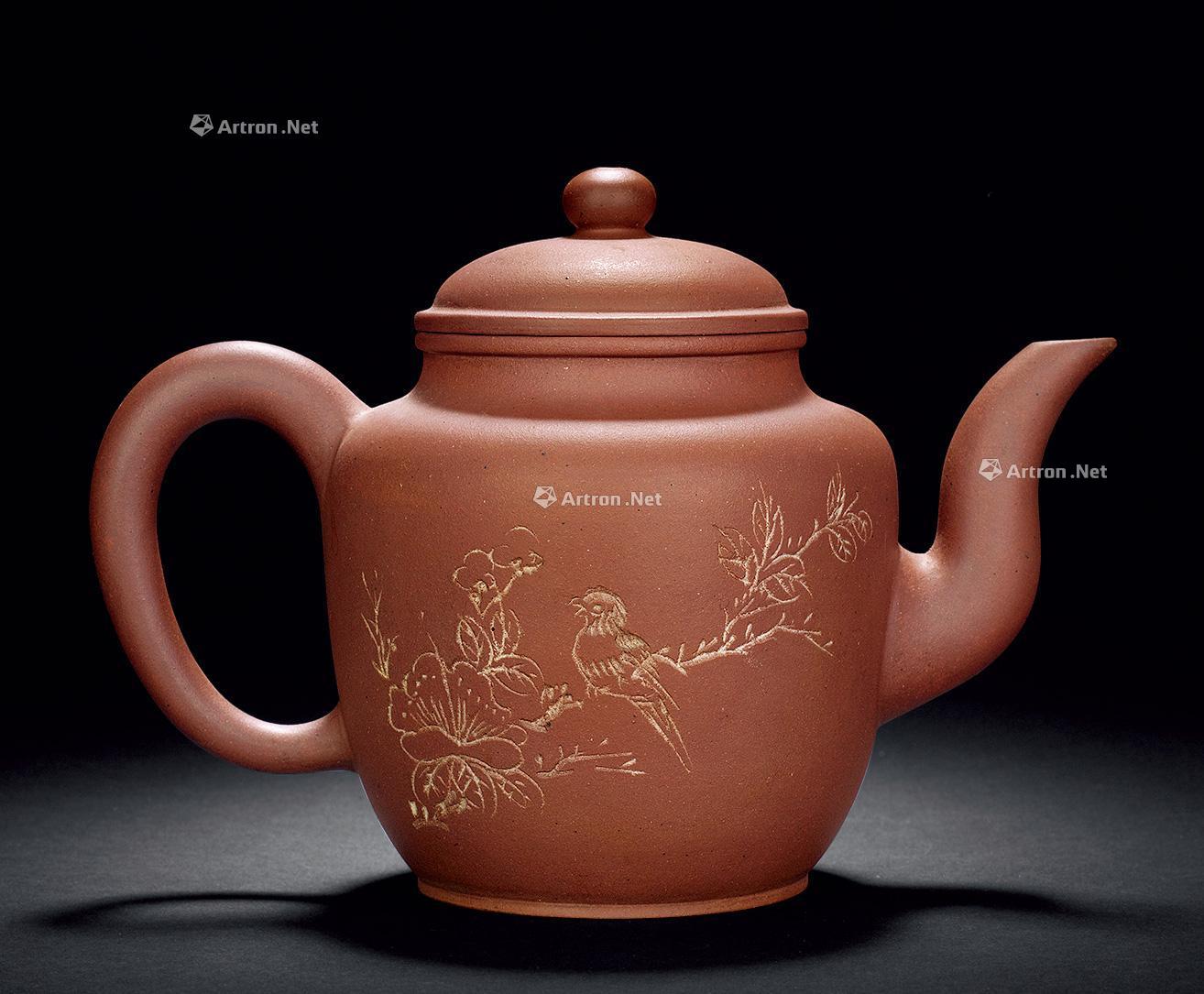 5829 60年代 潘春芳制 花鸟供灯壶