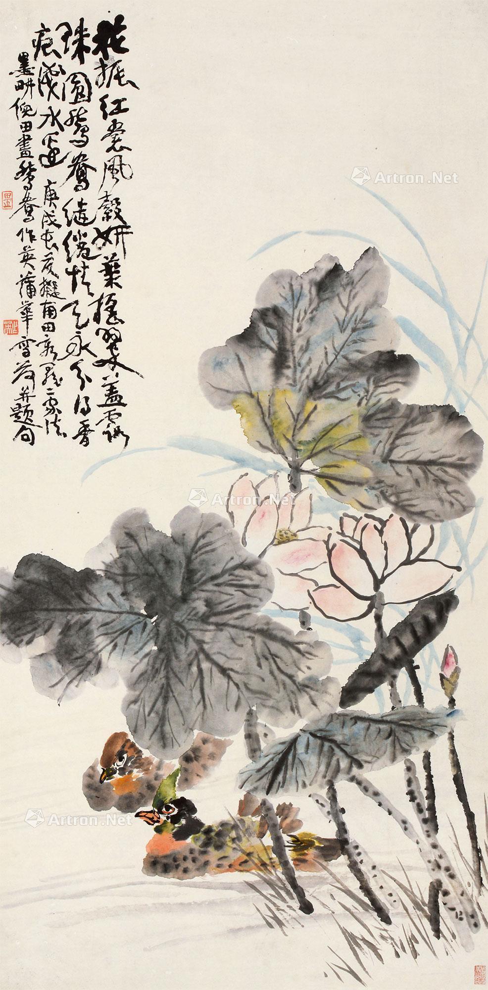 荷花鸳鸯 镜片 设色纸本】拍卖品_图片_价格_鉴赏_绘画_雅昌艺术品