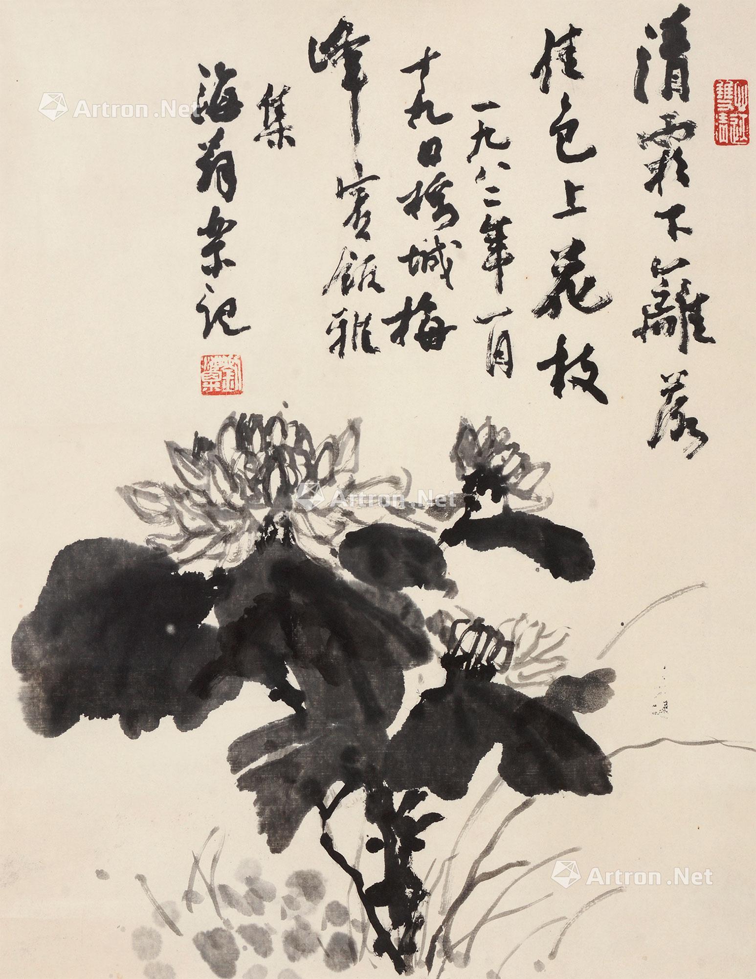 【1982年作 墨菊 立轴 水墨纸本】拍卖品_图片_价格_鉴赏_绘画_雅昌
