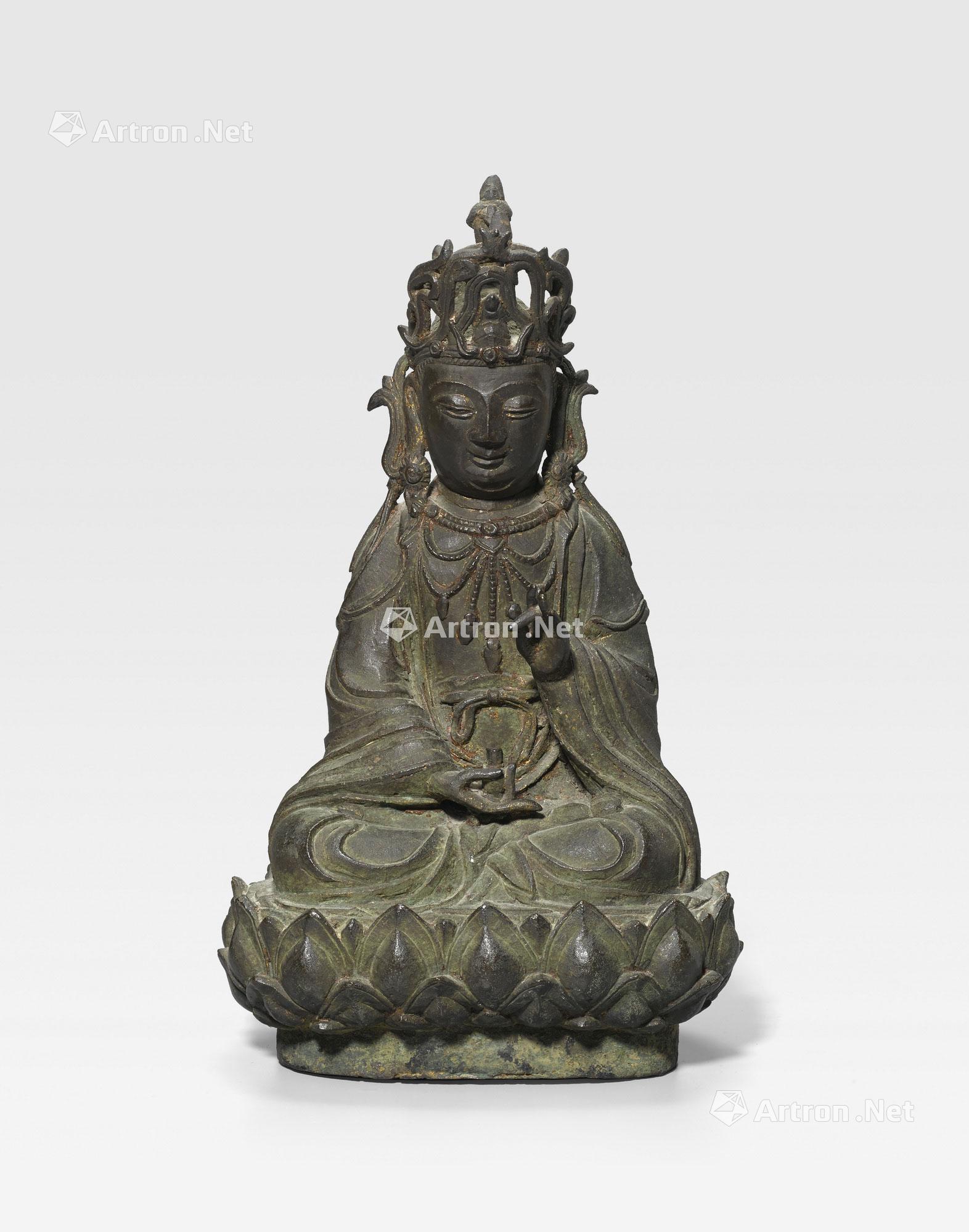 7168mingdynastyabronzeseatedfigureofguanyin