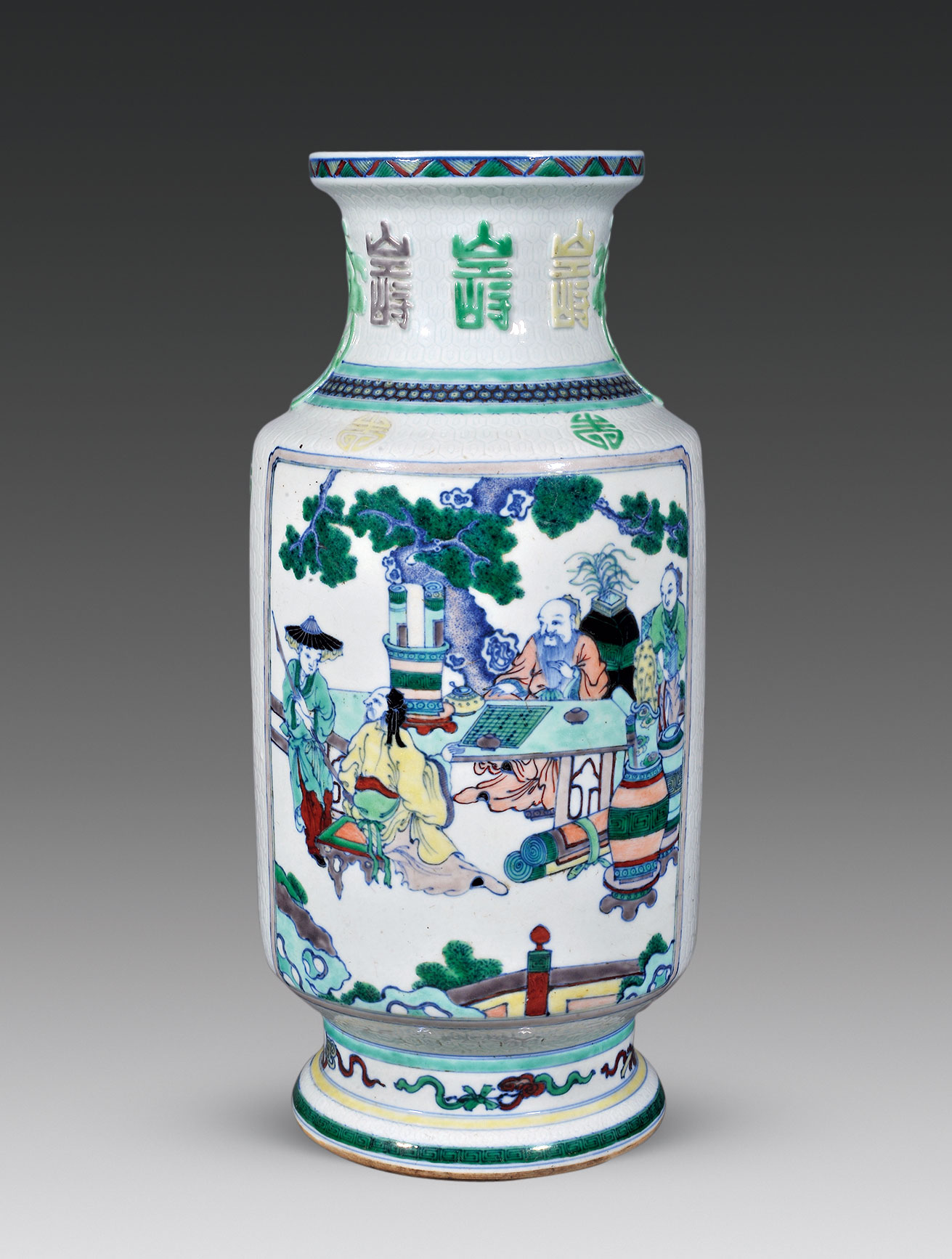 【清 斗彩开光人物纹瓶】拍卖品_图片_价格_鉴赏_清代斗彩瓷器_雅昌