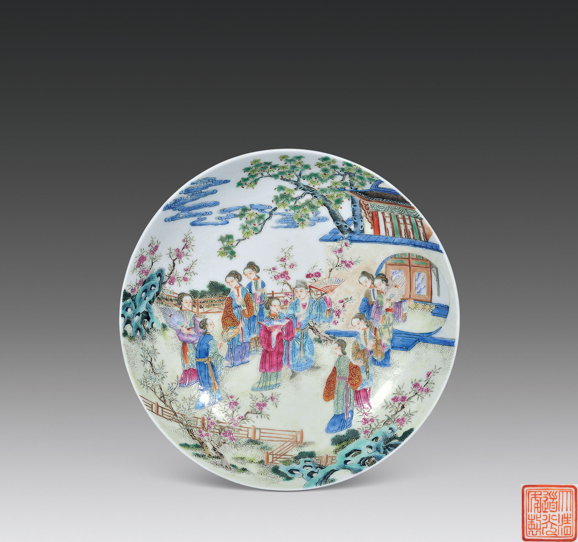 粉彩十二花神神仙人物纹盘】拍卖品_图片_价格_鉴赏_清代粉彩瓷器
