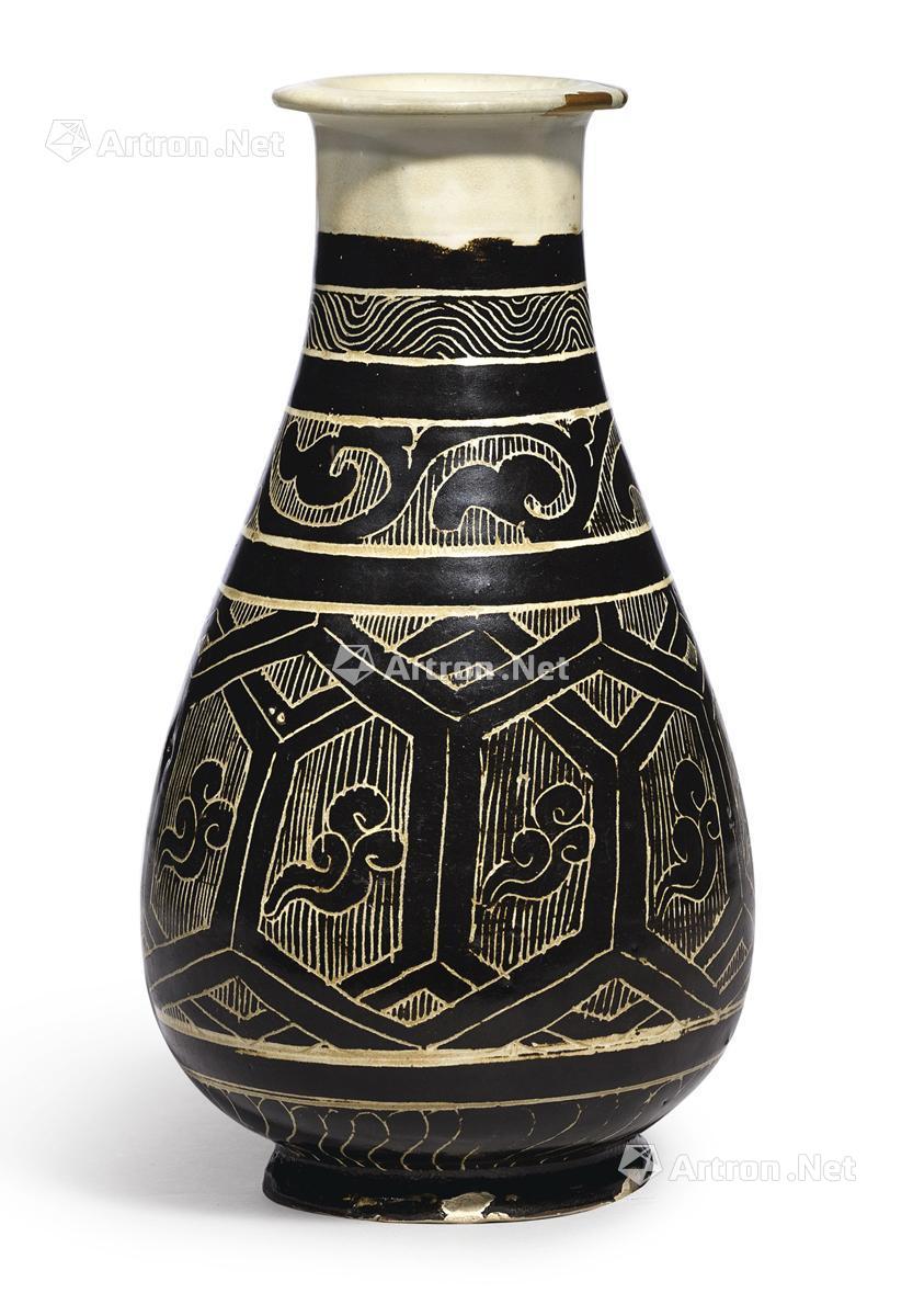 【北宋至金 磁州窑白地黑花几何云纹瓶】拍卖品_图片_价格_鉴赏_元代以前陶瓷_雅昌艺术品拍卖网