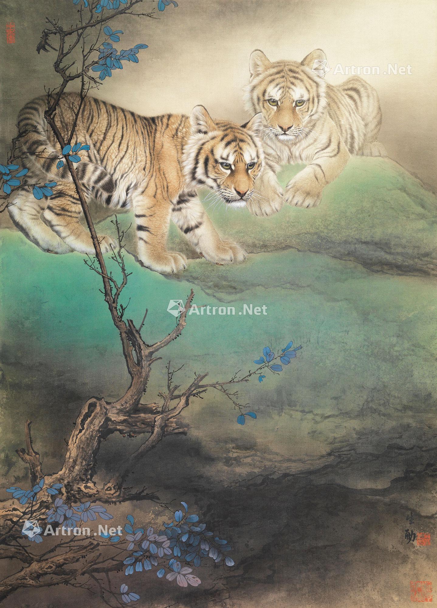 0095 老虎生威 镜心 设色纸本