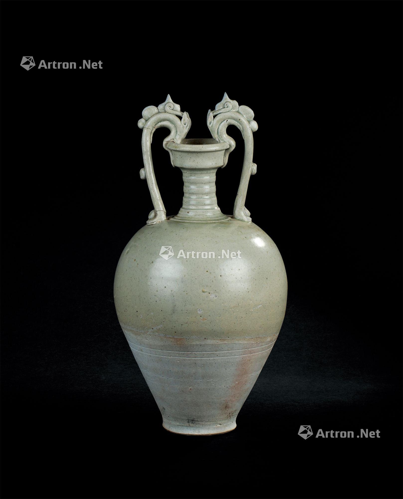 【唐代(618～907) 青釉双龙瓶】拍卖品_图片_价格_鉴赏_元代以前陶瓷