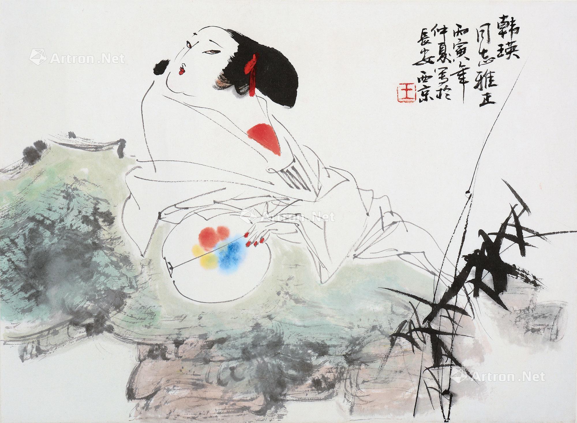 0169 丙寅(1986)年作 美人图 镜片 设色纸本