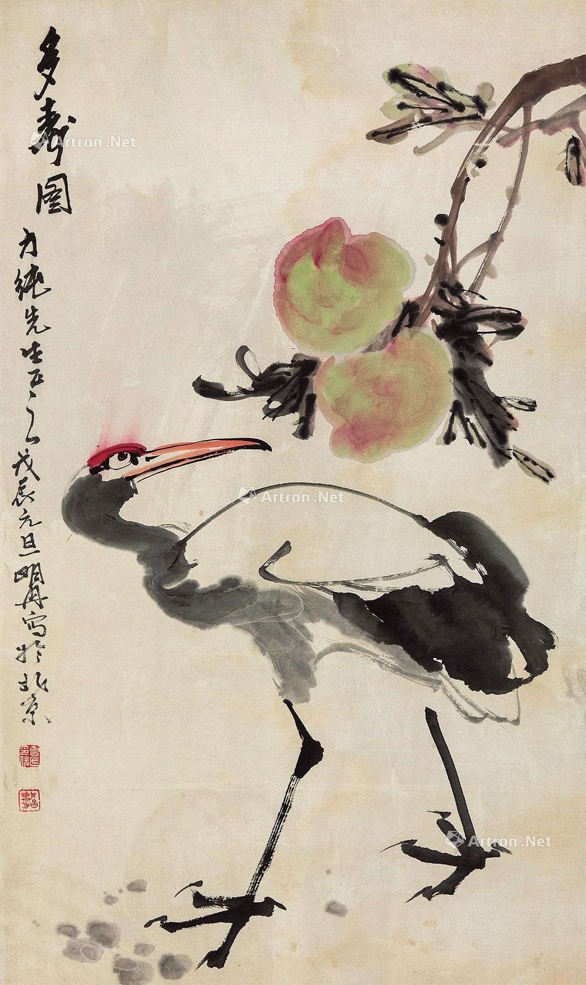 0276 1988年作 多寿图 镜心 设色纸本