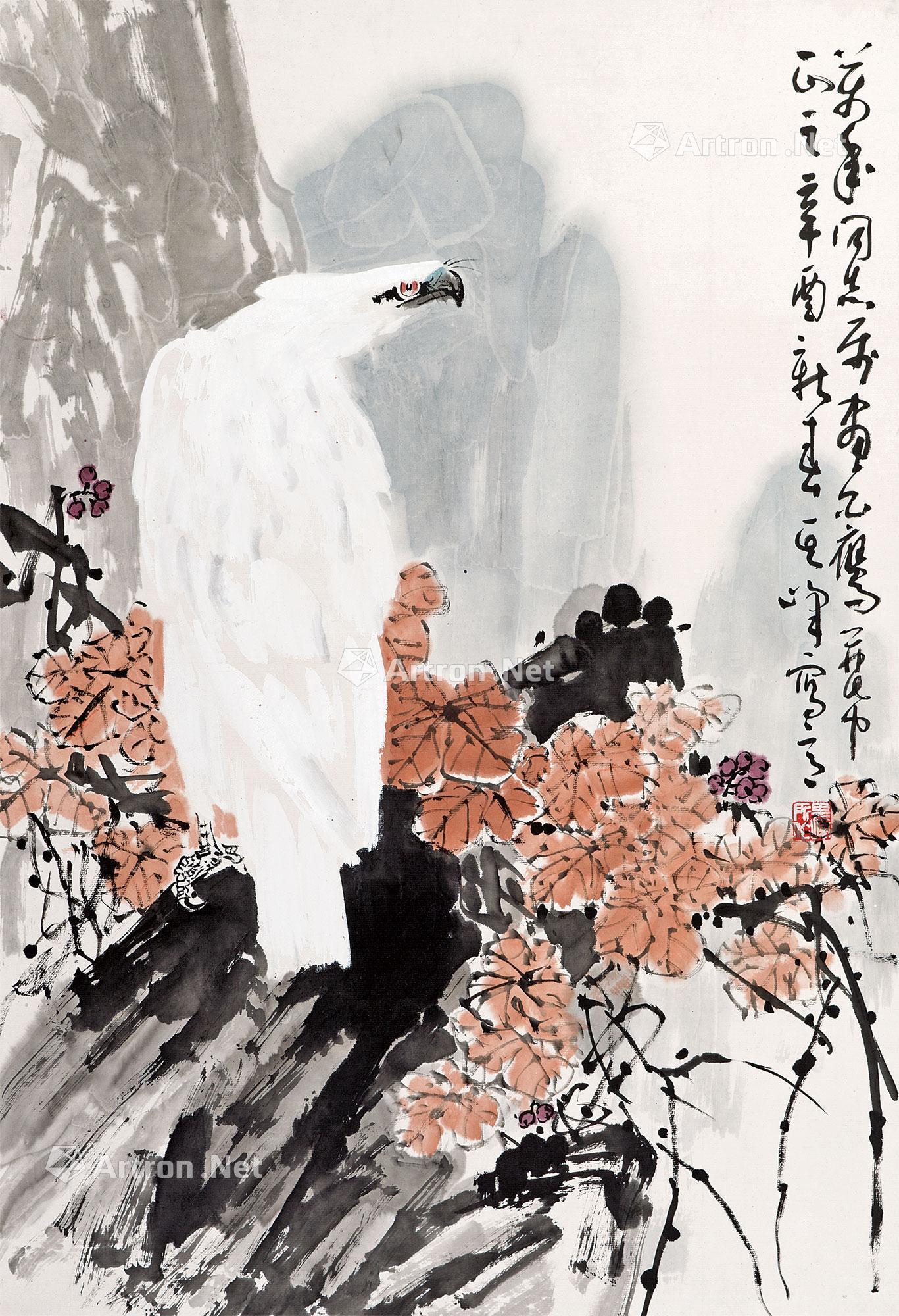 1433白鹰镜心纸本设色