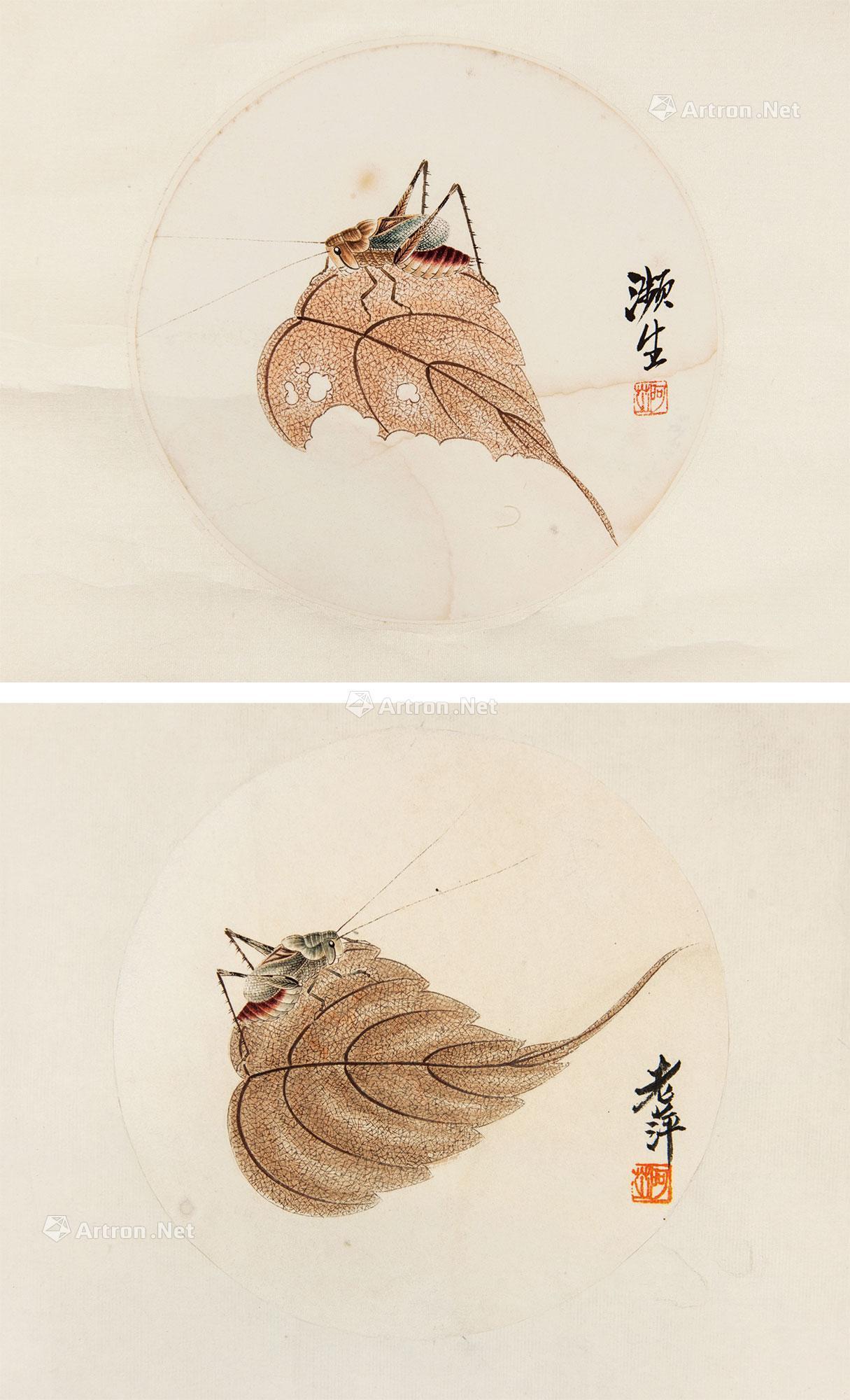 0236秋虫两幅画心设色纸本