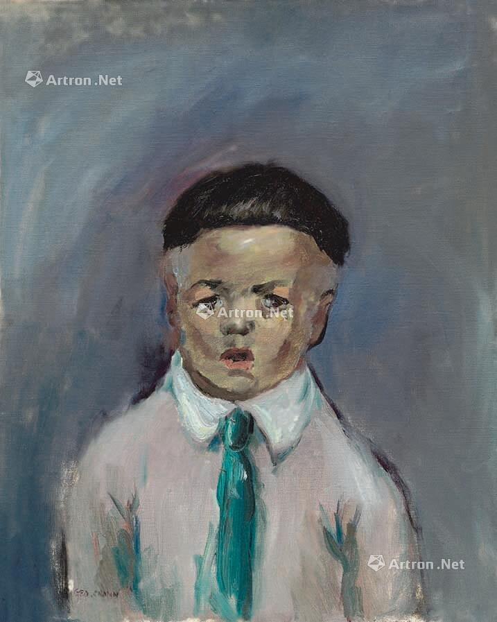 【带绿领带的小男孩 画布 油彩】拍卖品_图片_价格_鉴赏_油画_雅昌