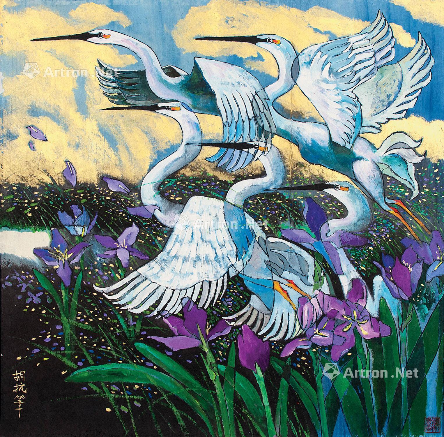 【白鹭飞翔 镜片 纸本】拍卖品_图片_价格_鉴赏_绘画_雅昌艺术品拍卖