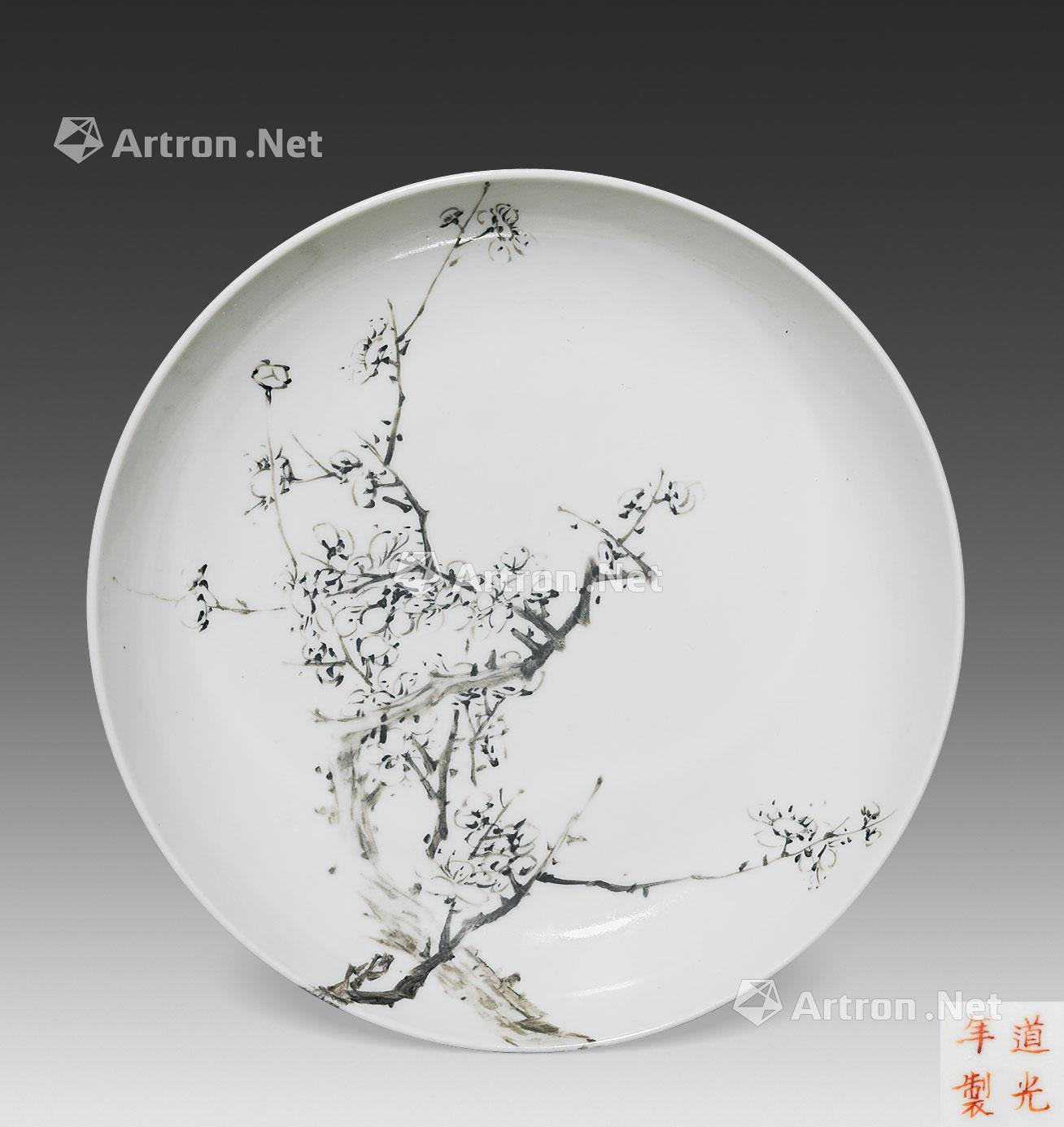 【清 金品卿风格墨彩梅花盘】拍卖品_图片_价格_鉴赏_清代粉彩瓷器