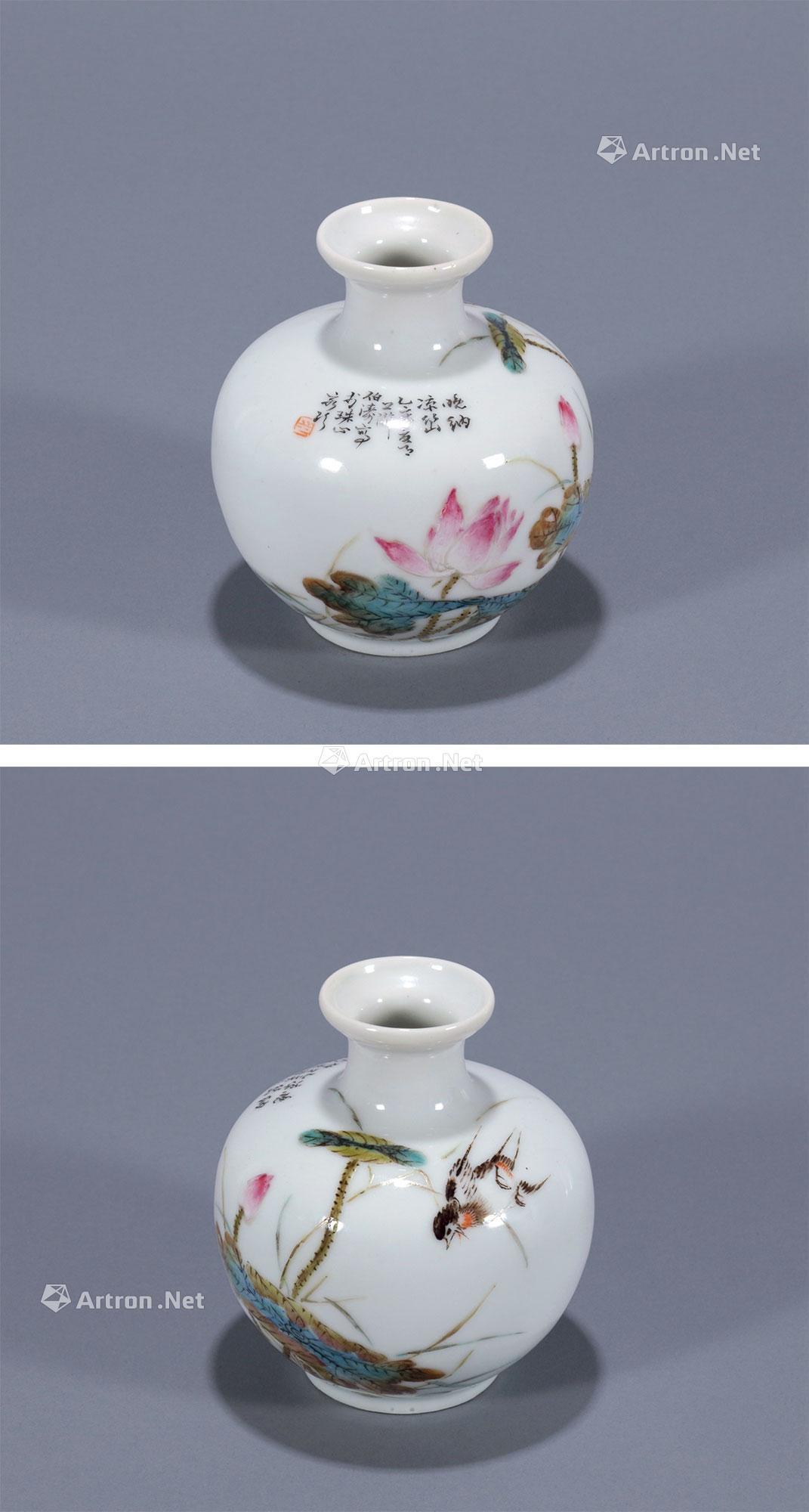 【民国 毕伯涛花鸟石榴尊】拍卖品_图片_价格_鉴赏_民国瓷器_雅昌艺术