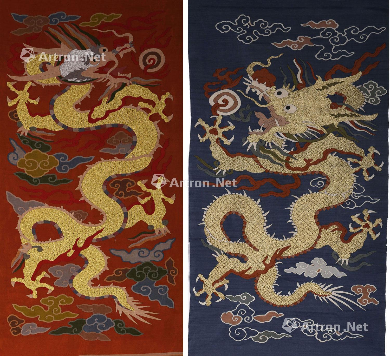 缂丝金线五爪龙纹图 两张 拍卖品 图片 价格 鉴赏 工艺品其它 雅昌艺术品拍卖网
