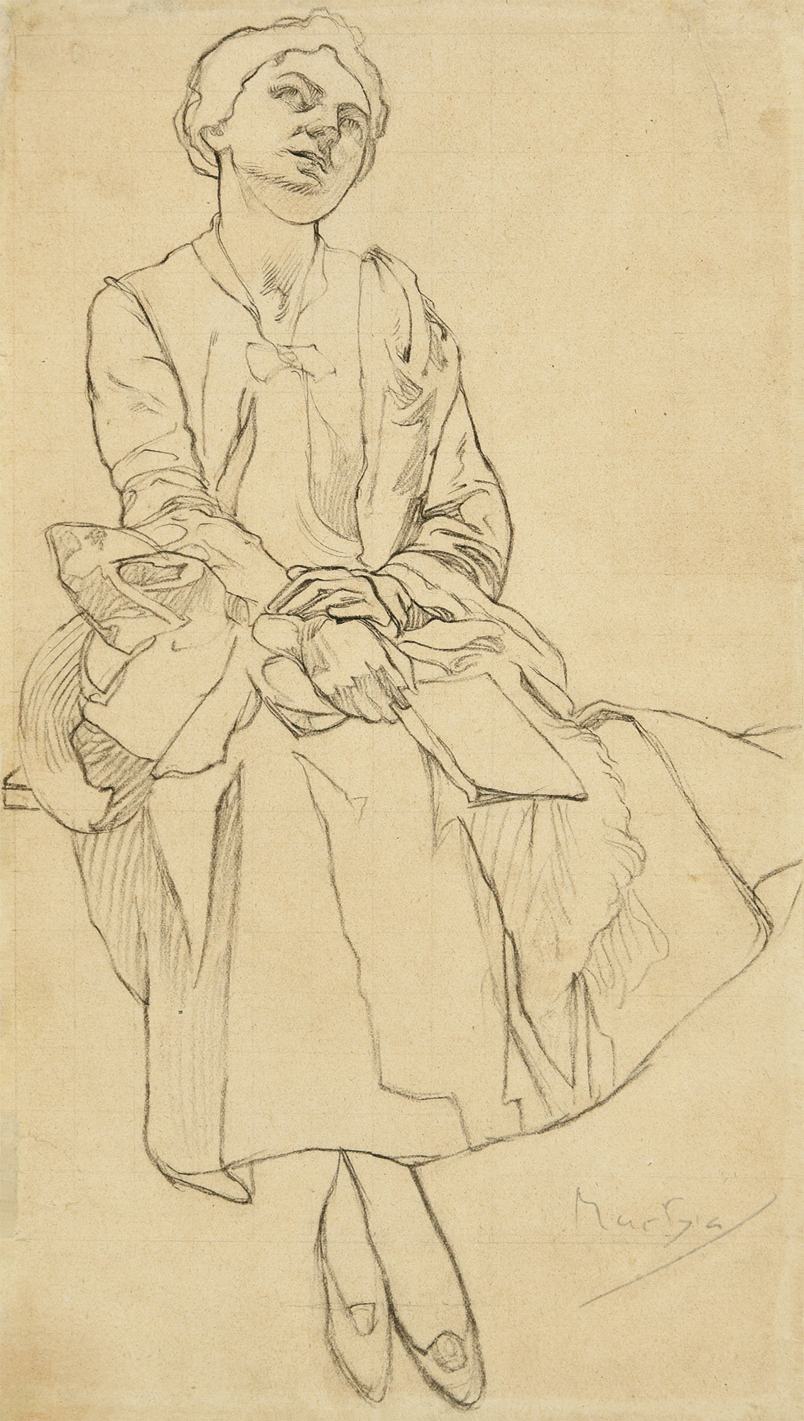 6227读信的女子素描创作稿