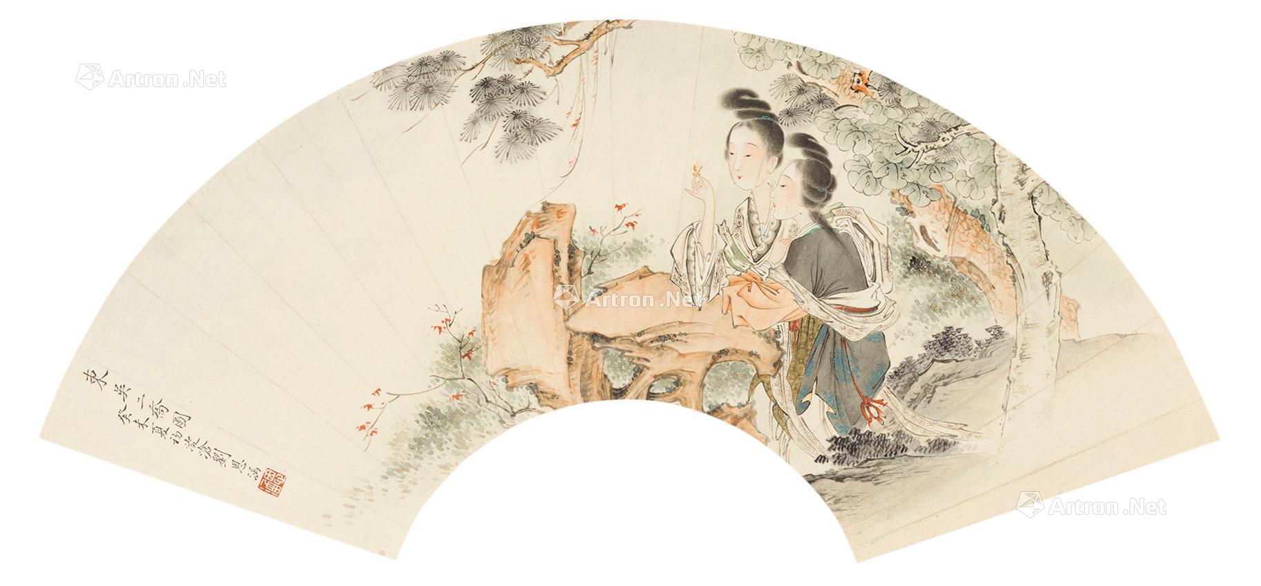 0561 癸未(1943年)作 东吴二乔图 立轴 设色纸本