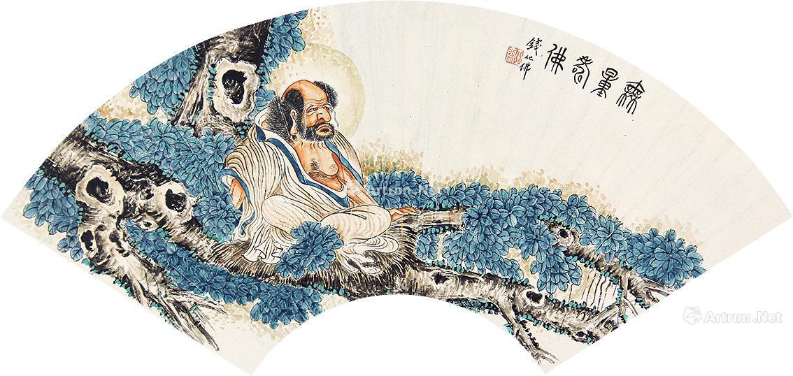 0840无量寿佛扇面纸本