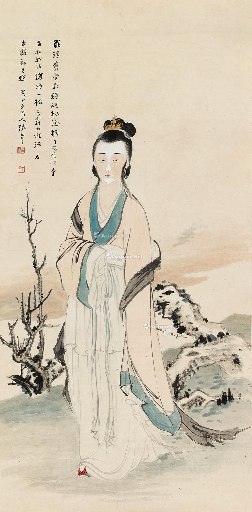 *0033 1934年作 梅妃图 立轴 设色纸本