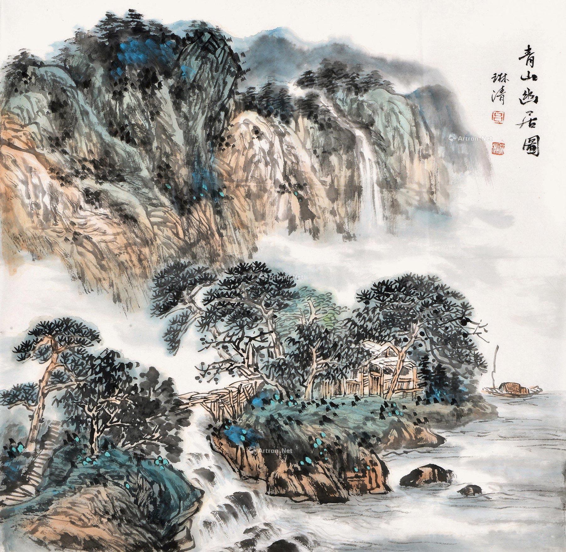 0142青山幽居图软片设色纸本