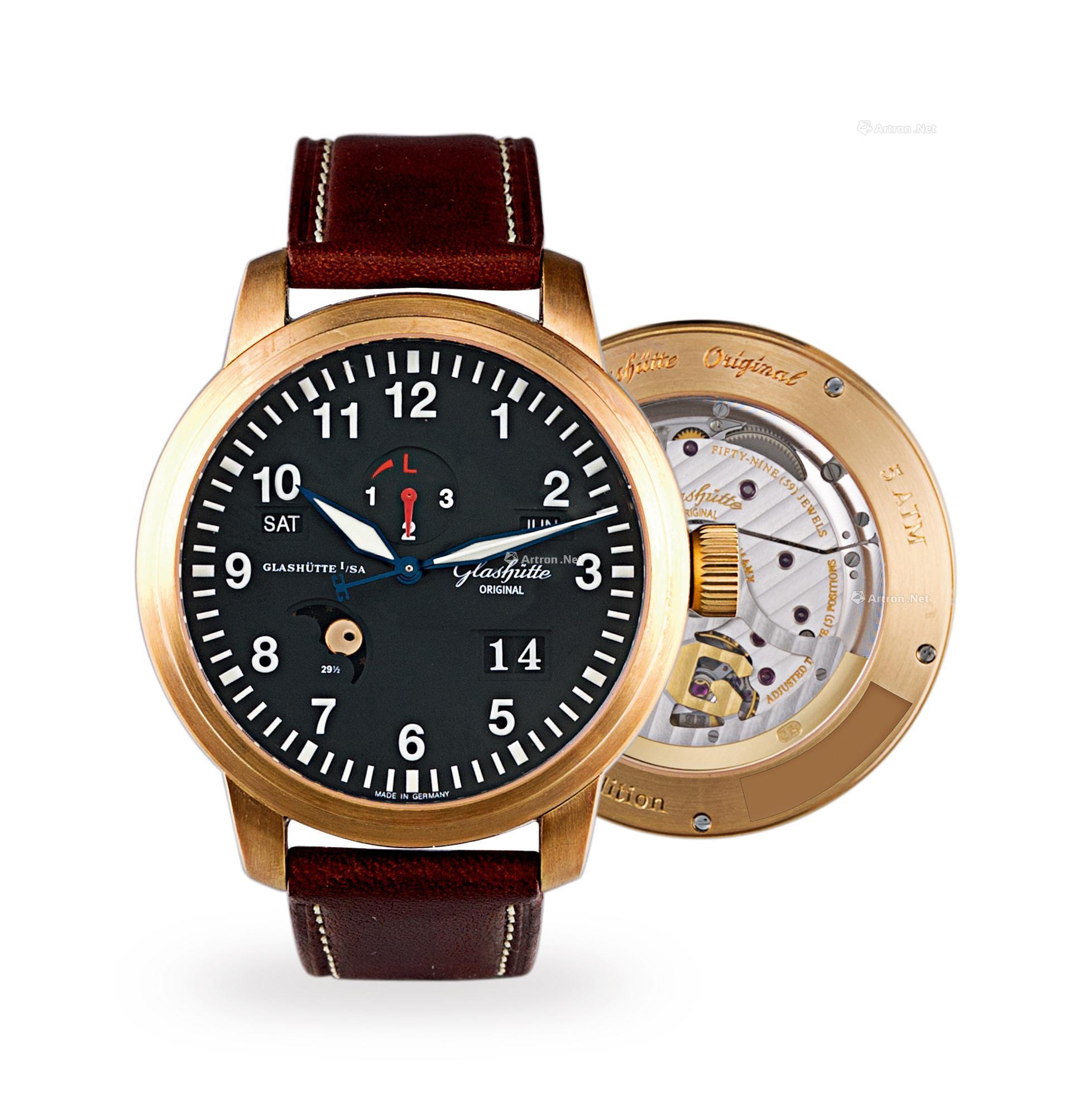 0543 全新 格拉苏蒂"senator-perpetual calendar"18k玫瑰金自动万年