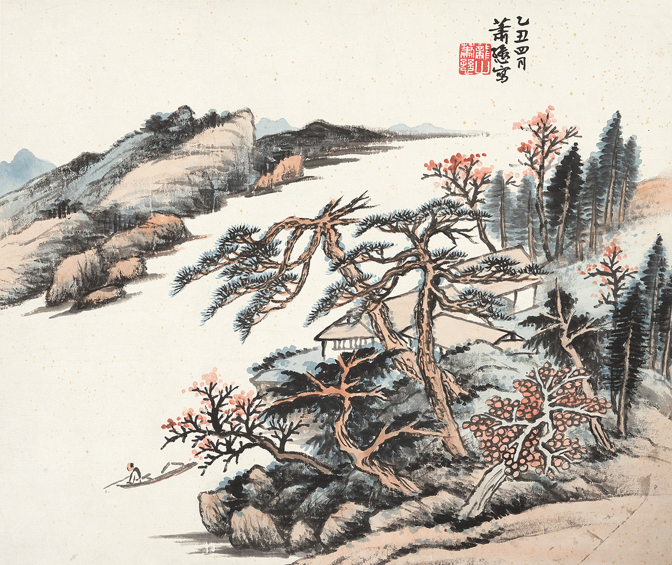 1450 乙丑(1925年)作 湖天风月 镜心 纸本