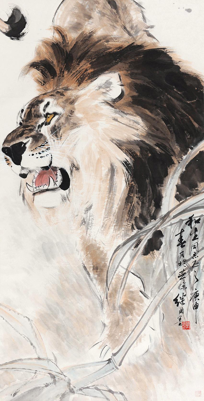 【雄狮图 立轴 设色纸本】拍卖品_图片_价格_鉴赏_绘画_雅昌艺术品