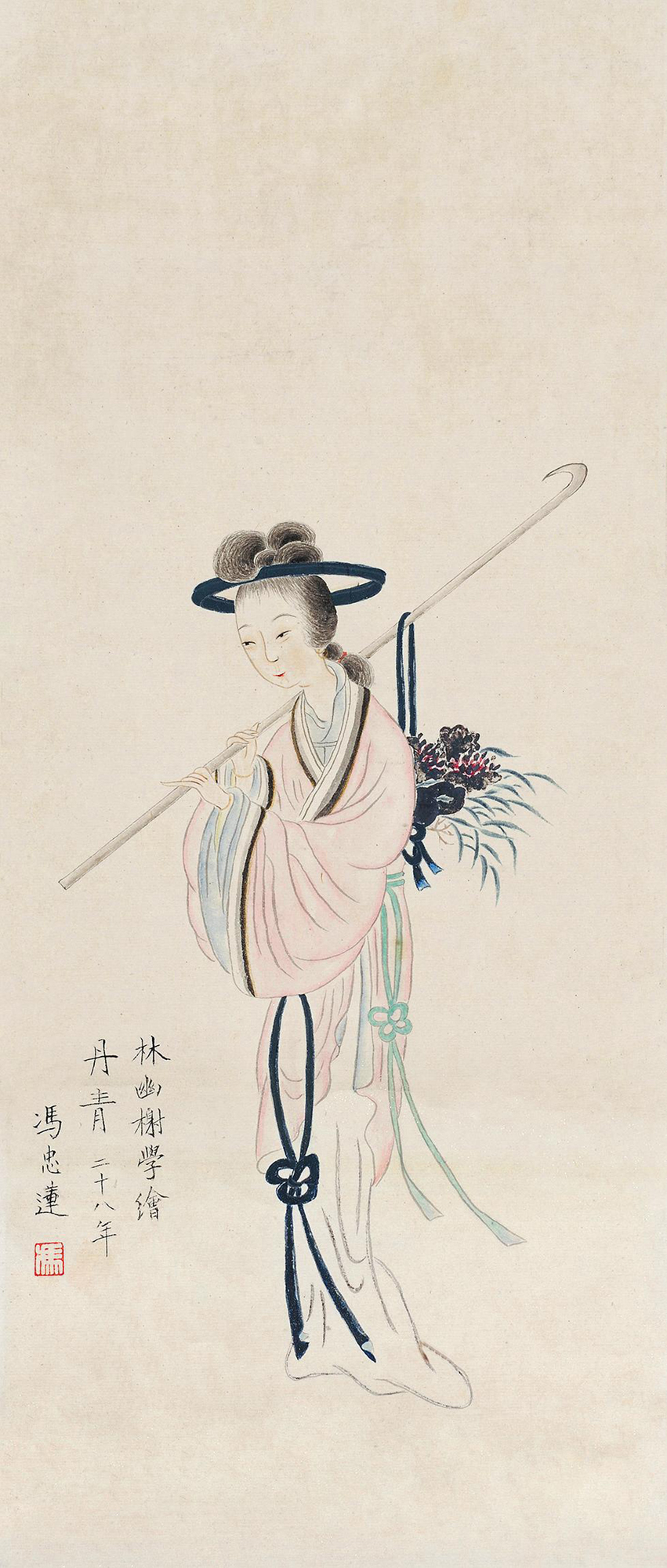 4496 美人图 立轴 设色纸本