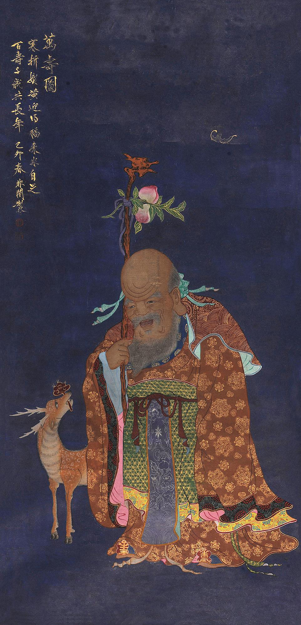 4512万寿图镜心设色绢本