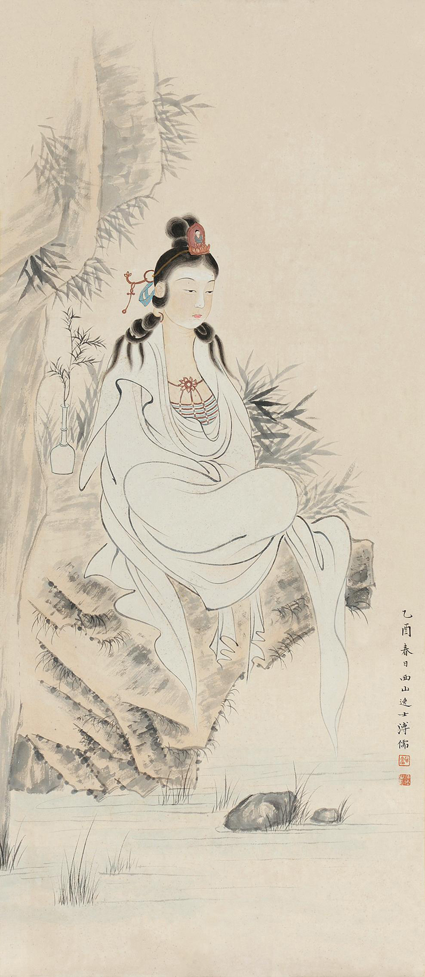 4514 观音造像 镜心 设色纸本