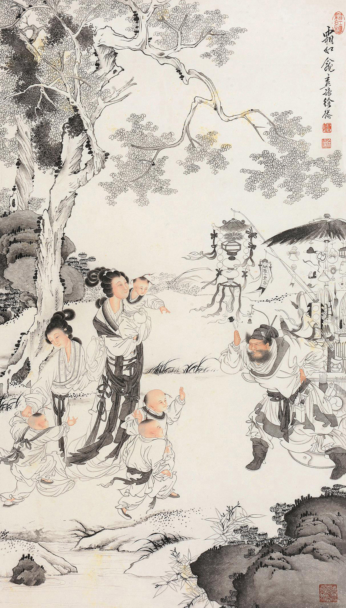 【货郎图 立轴 设色纸本】拍卖品_图片_价格_鉴赏_绘画_雅昌艺术品拍卖网