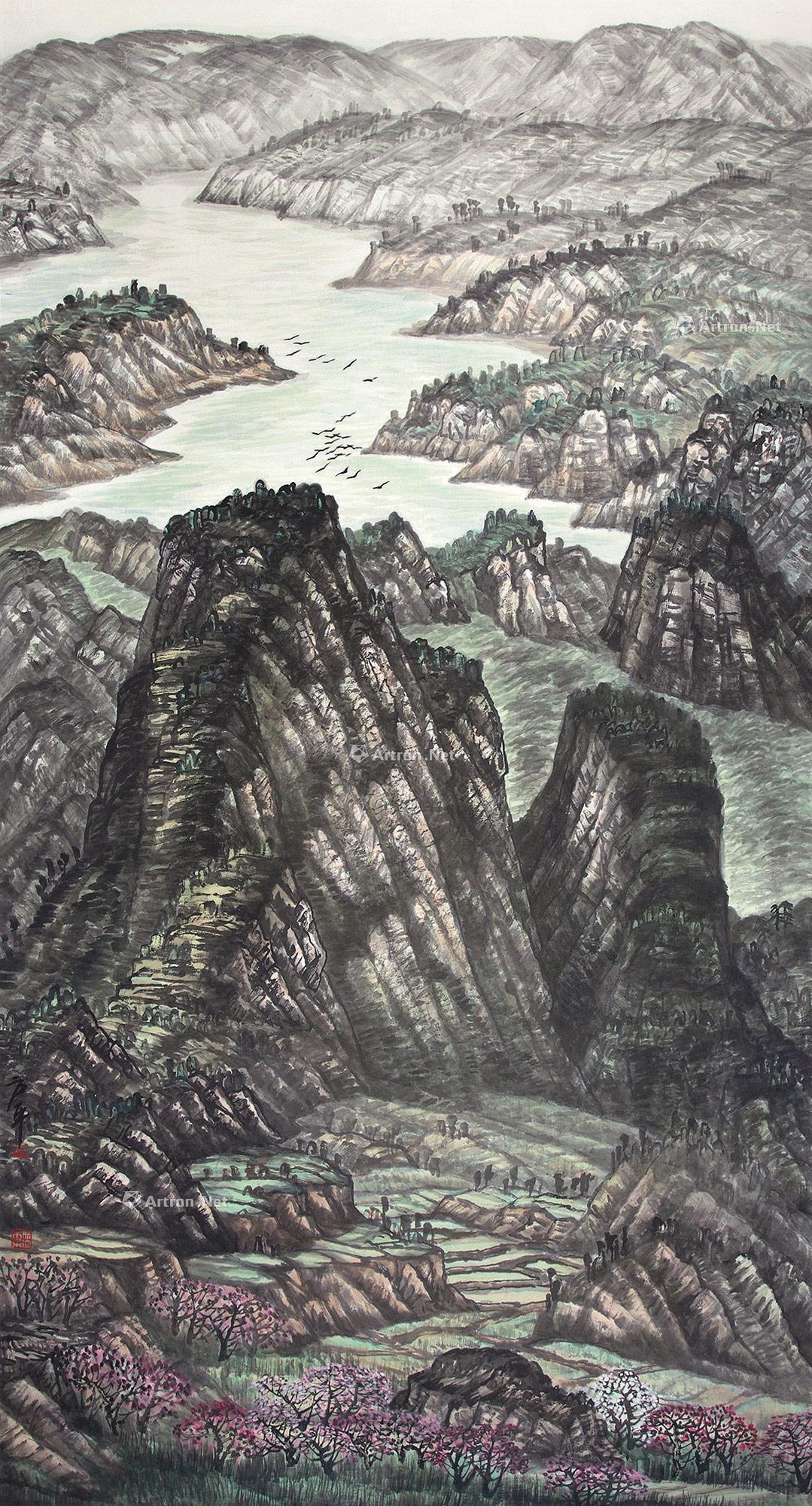 【青山 立轴 设色纸本】拍卖品_图片_价格_鉴赏_绘画_雅昌艺术品拍卖