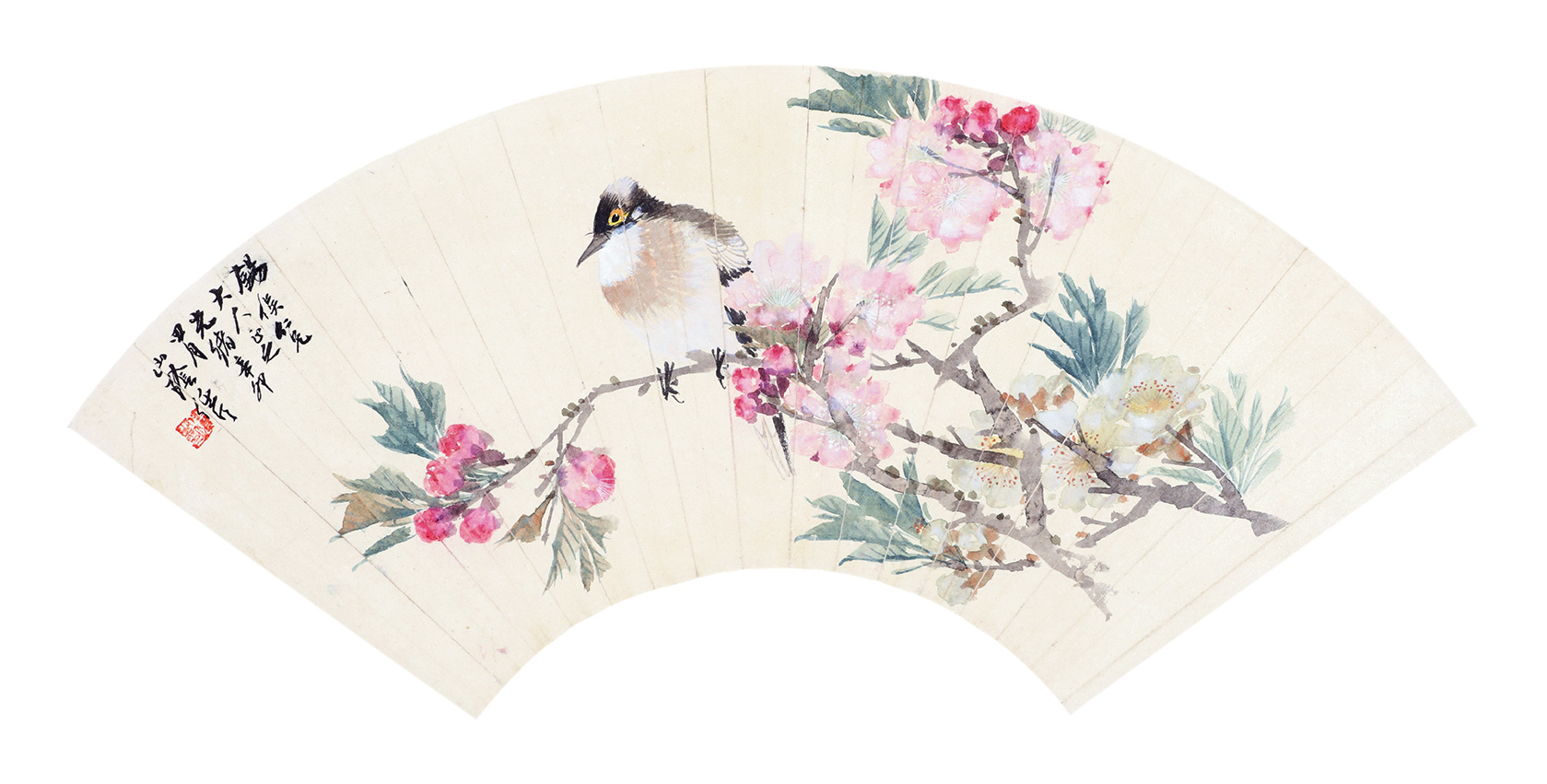 05101891年作桃花小鸟镜心设色纸本