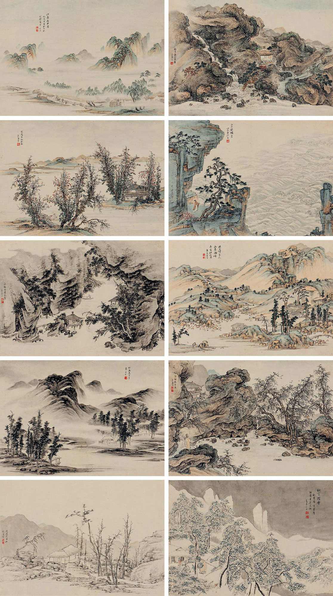 39481686年作仿古山水册册页十开设色纸本