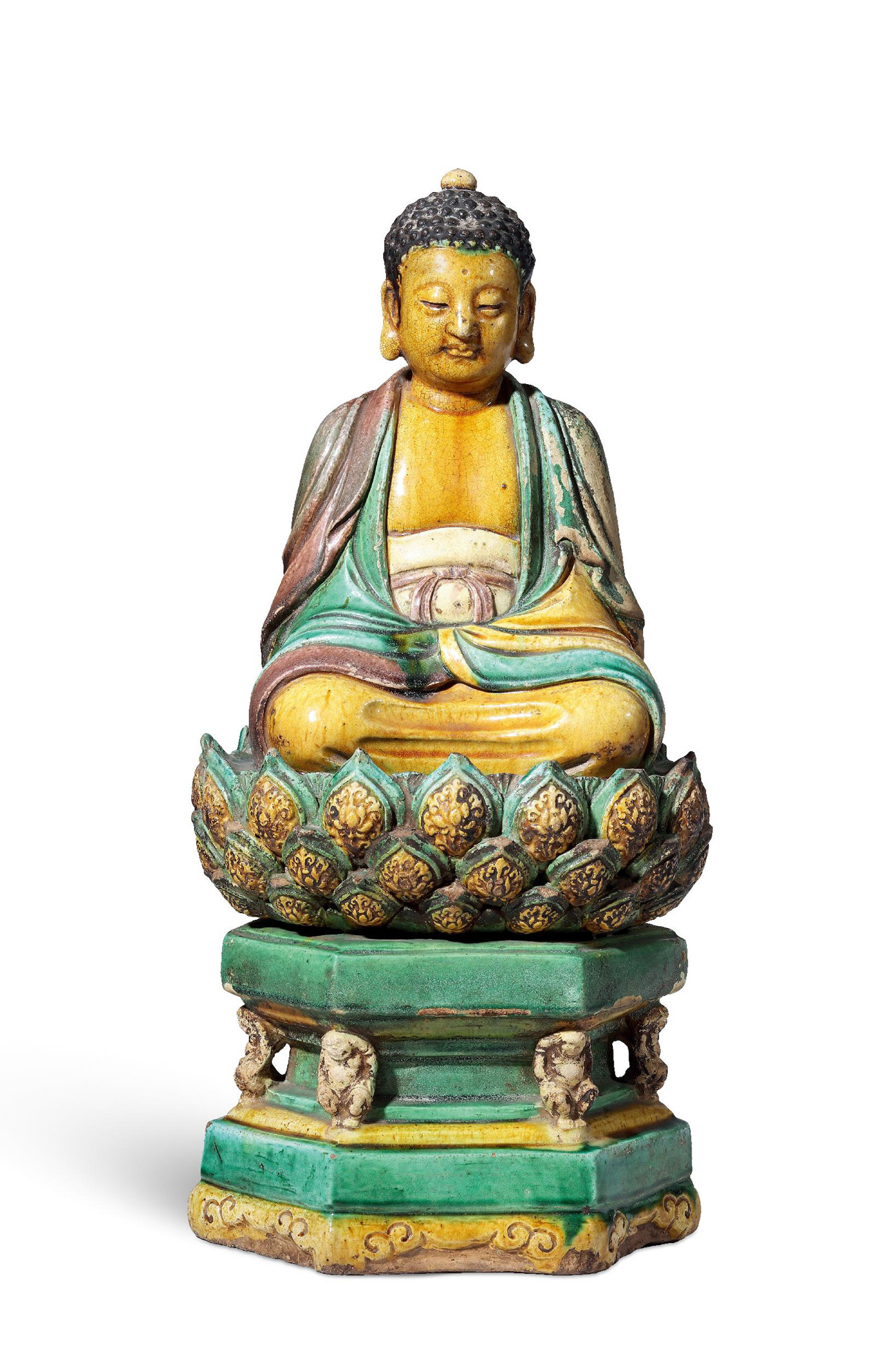 【明 琉璃莲花座释迦坐像】拍卖品_图片_价格_鉴赏_明代彩瓷_雅昌艺术