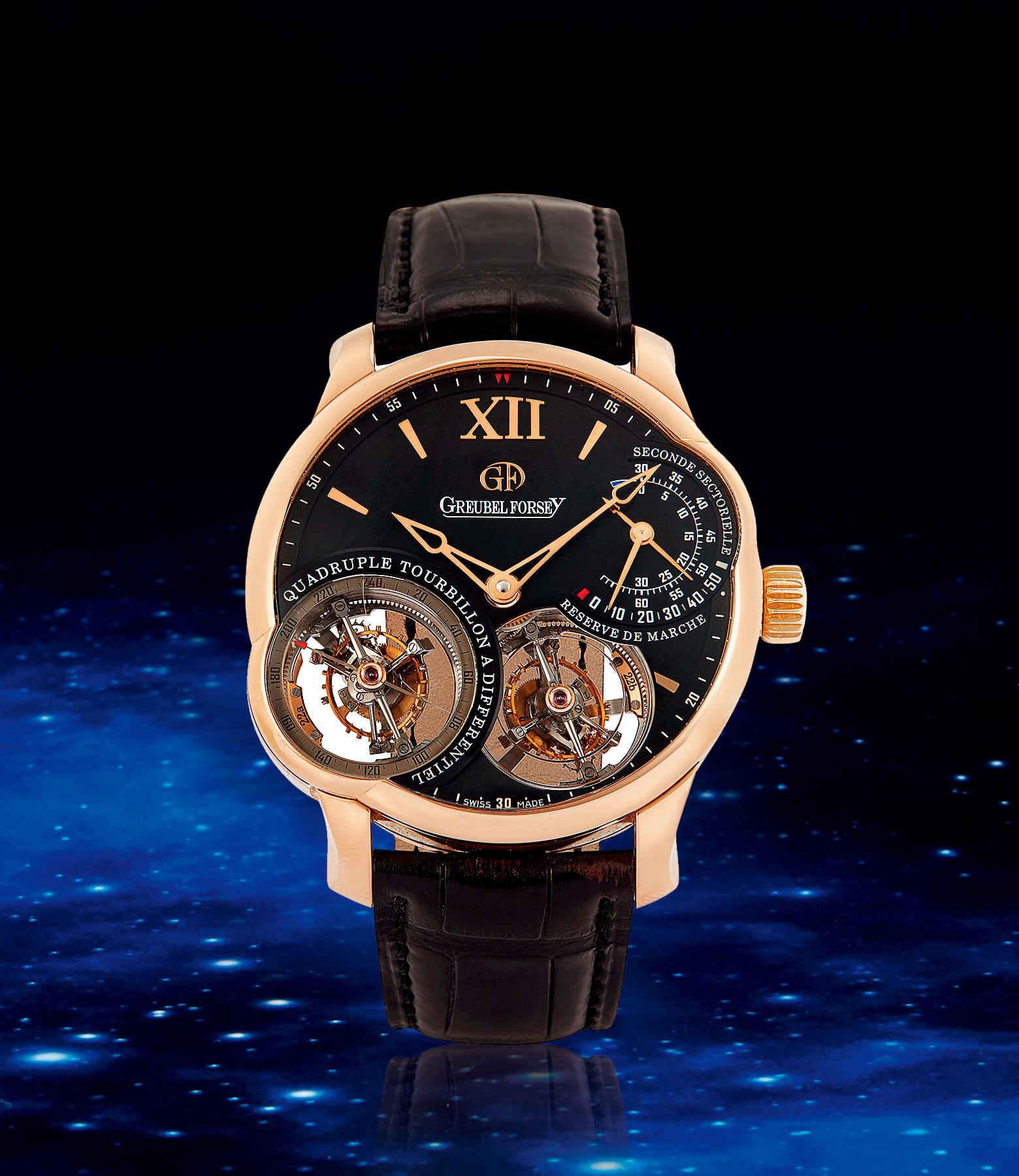 15565高珀富斯quadrupletourbillon18k玫瑰金手动上弦非对称腕表倾斜