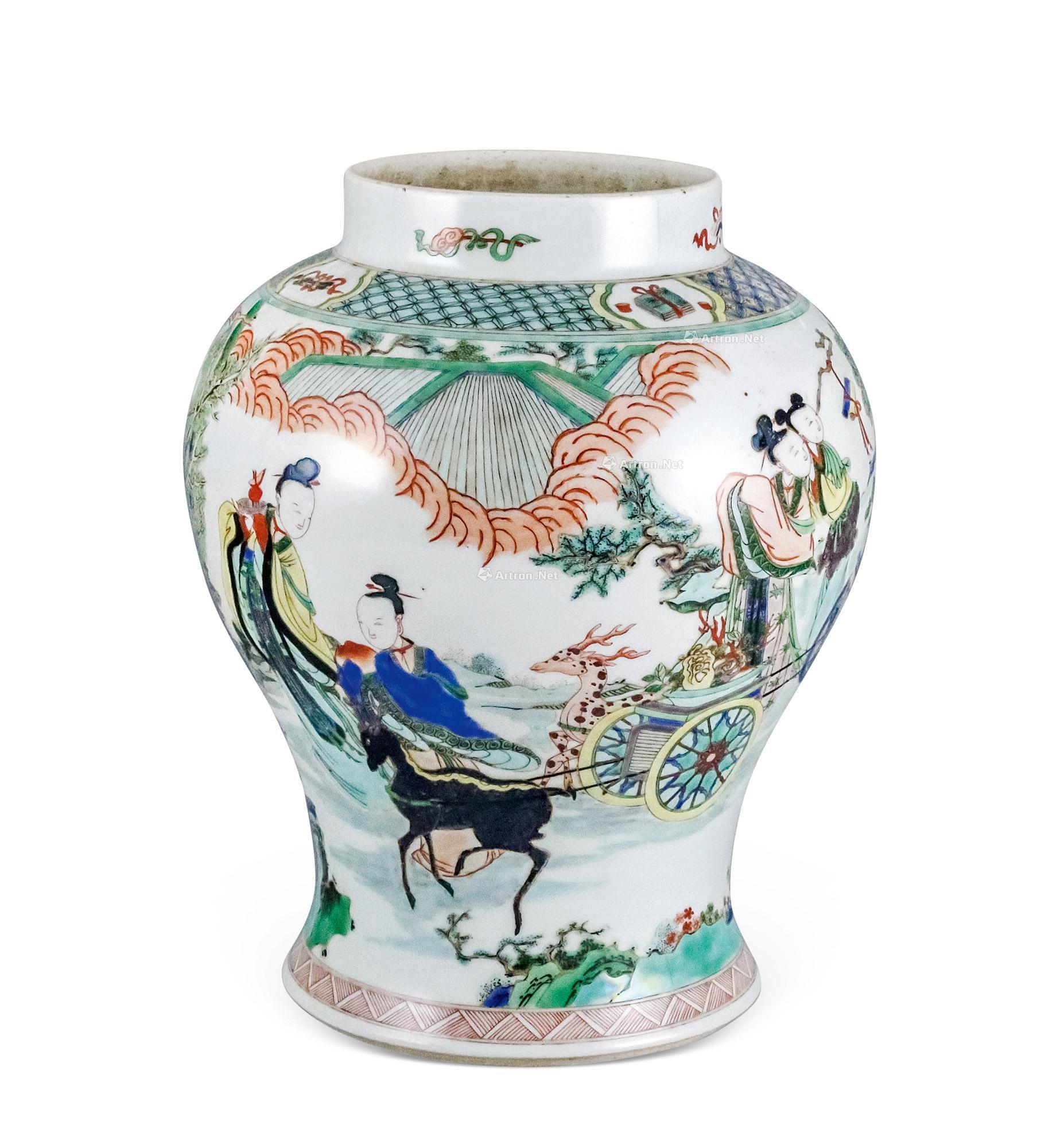 0220 清康熙 五彩人物故事将军罐