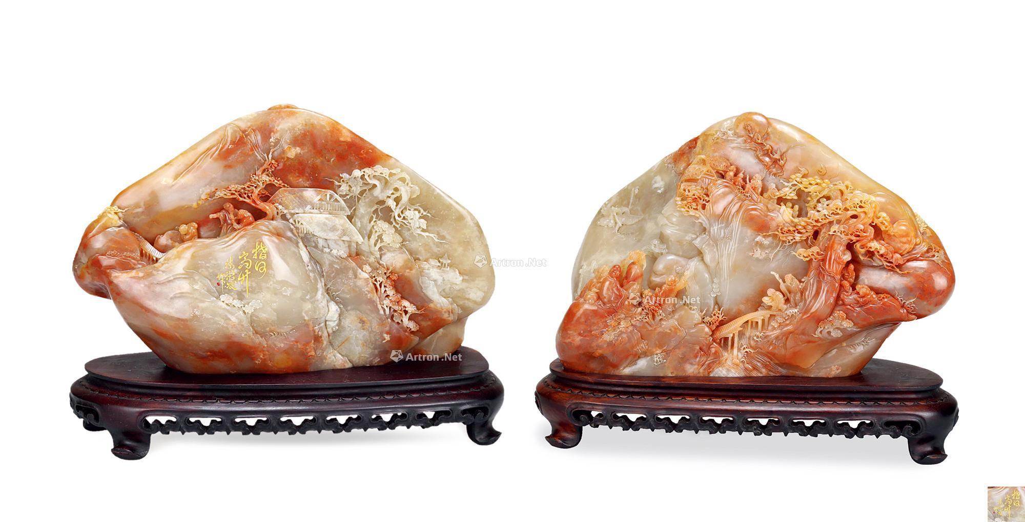 0251林荣发故事人物雕刻巴林石摆件