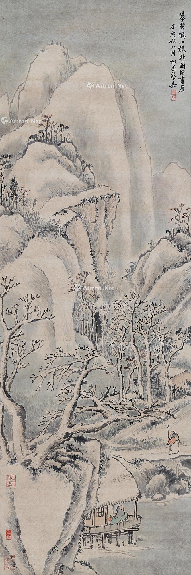 0195 雪中访友 立轴 纸本