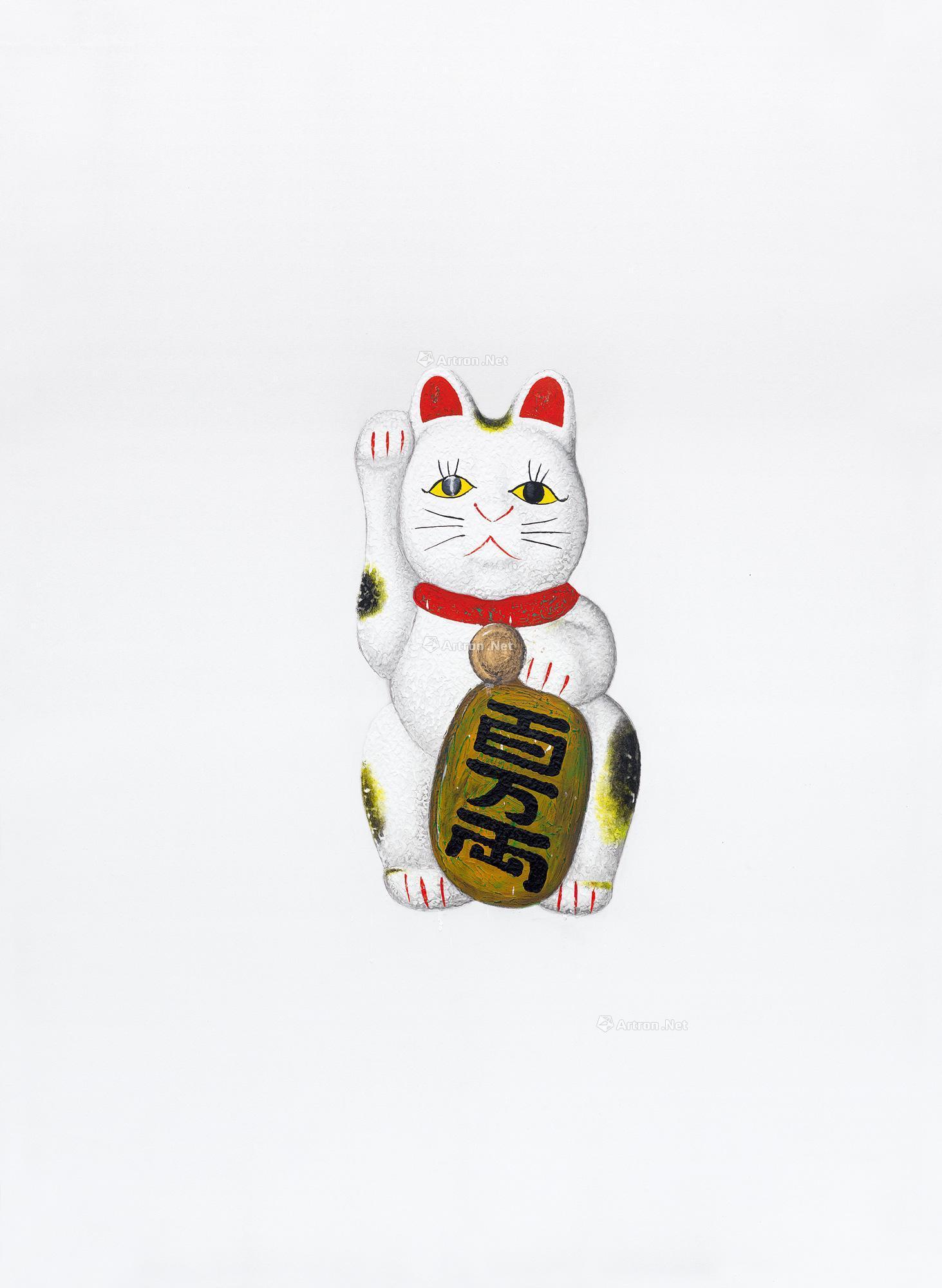 3254 招财猫 布面 油画