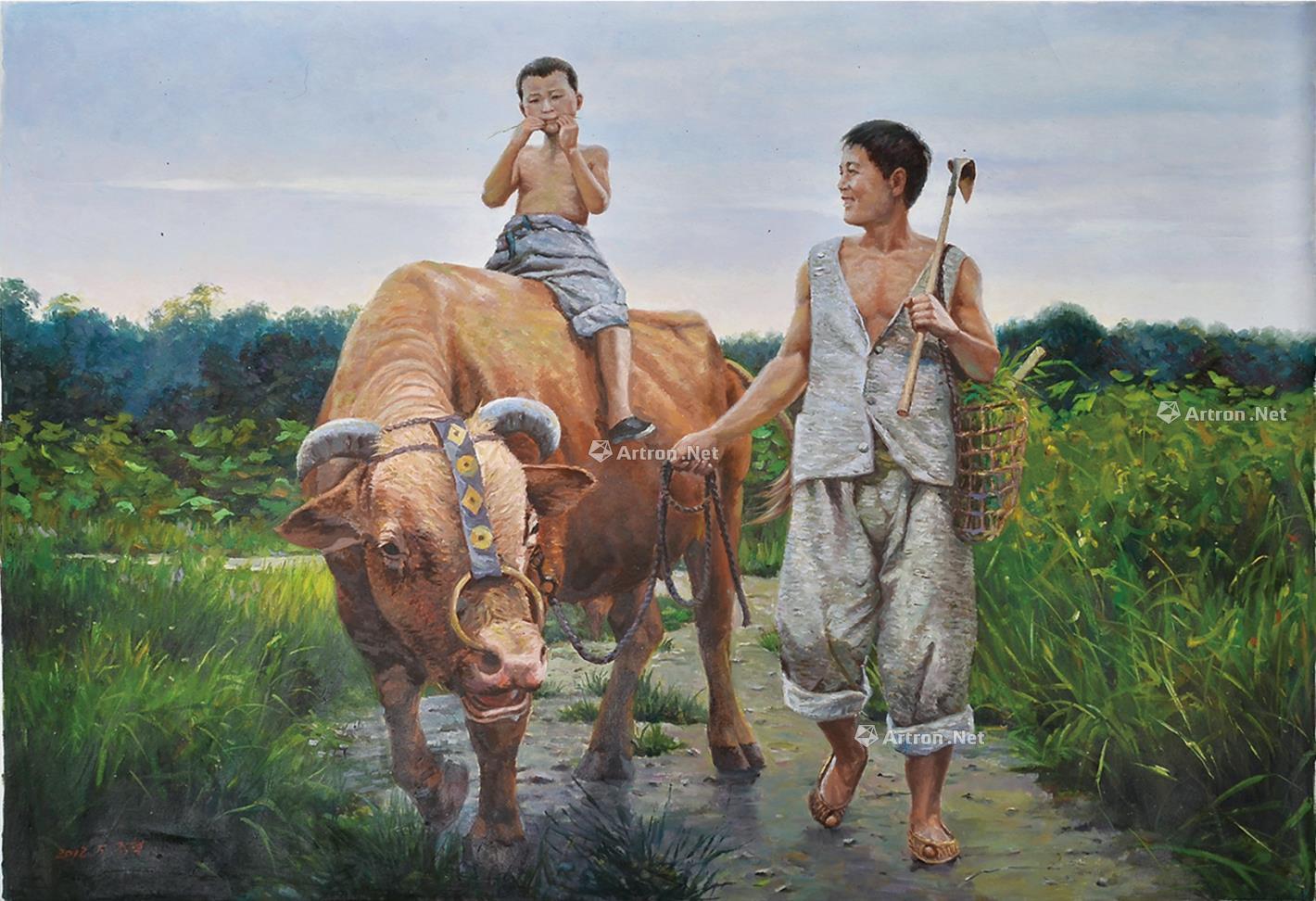 1050 油画《牧童》