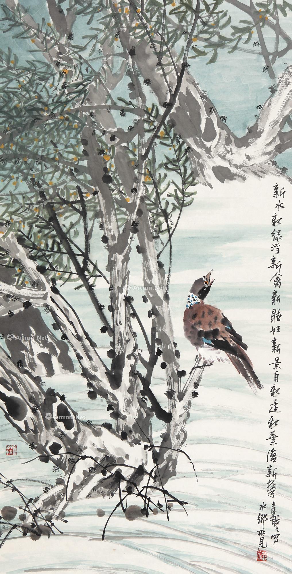 0112 芳塘水满绿杨风 镜心 设色纸本