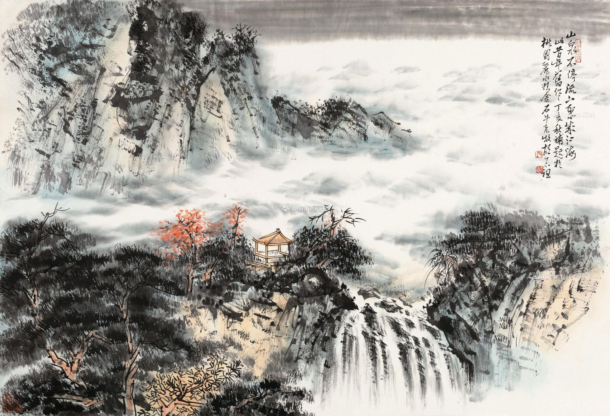0073山水镜片设色纸本