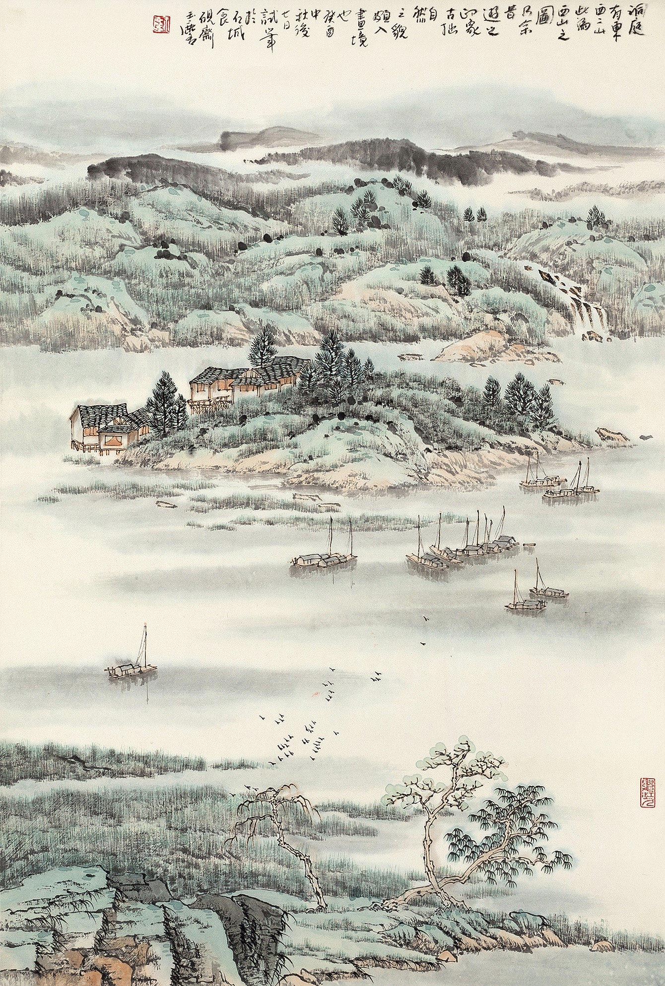 【癸酉(1993年)作 洞庭秋色 立轴 纸本】拍卖品_图片_价格_鉴赏_绘画
